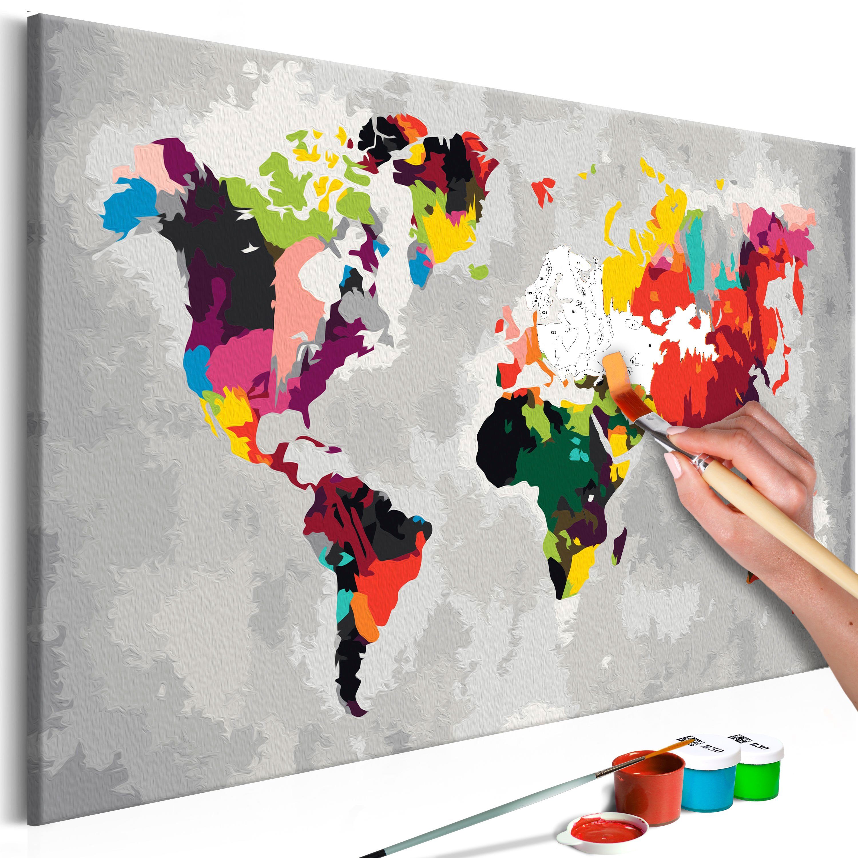 Artgeist Malen nach Zahlen Weltkarte (Helle Farben)