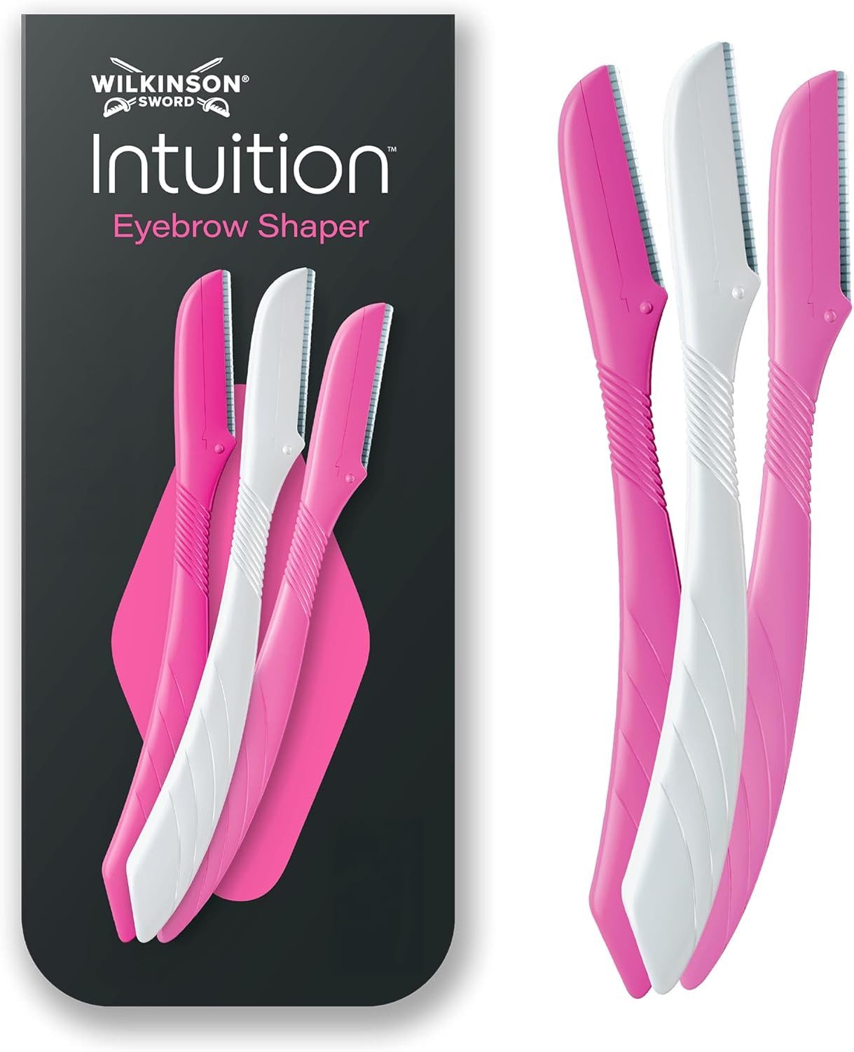 Wilkinson Augenbrauenrasierer Intuition Perfect Finish Eyebrow Shaper 3er Set, Kompakt & reisefreundlich, 3-tlg., 3er Set, Für Augenbrauen & Gesicht geeignet