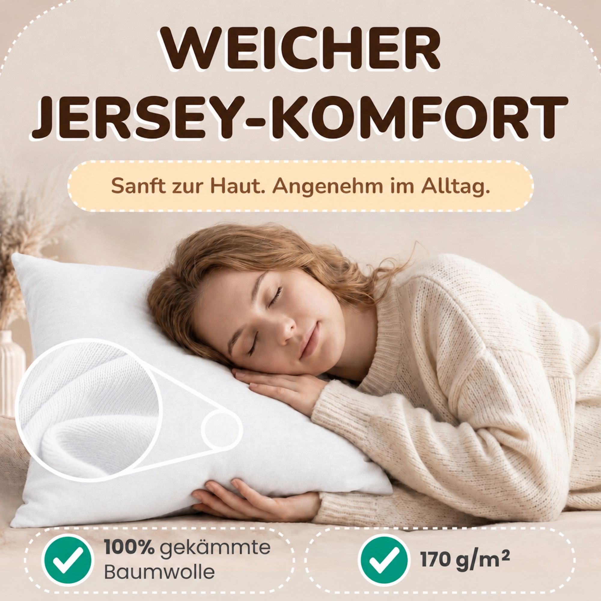 leevitex® Kissenbezüge Kissenbezug 40 x 40 cm, 2er Set, Weiß, (2 Stück), feine Jersey-Qualität, 100% Baumwolle, robuster Reißverschluss