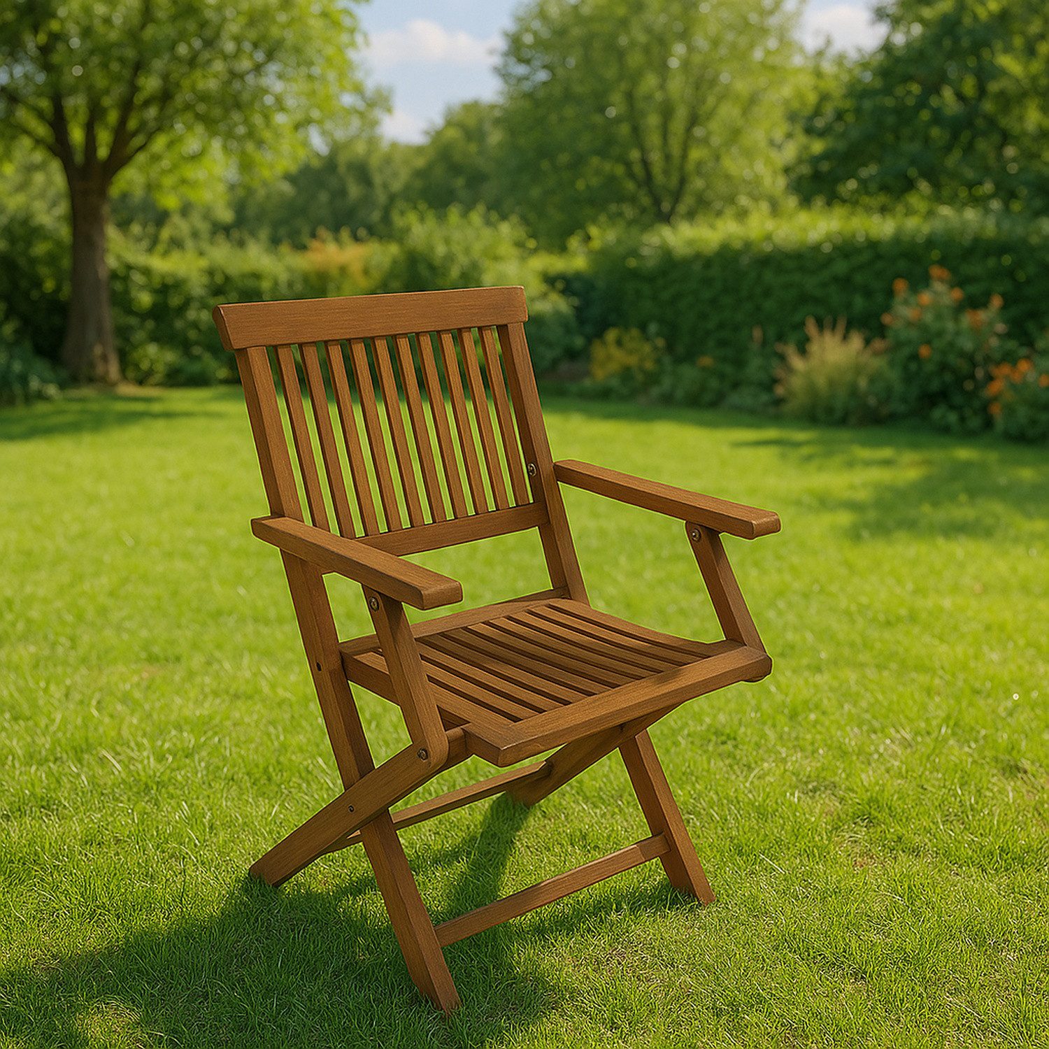 TPFGarden Gartenstuhl TOGULA (4er-Set Klappstuhl mit Armlehnen -Akazie geölt - FSC®-zertifiziert), Hochwertiger Outdoor Stuhl mit den Maßen (BxHxT): 51 x 92 x 56 cm