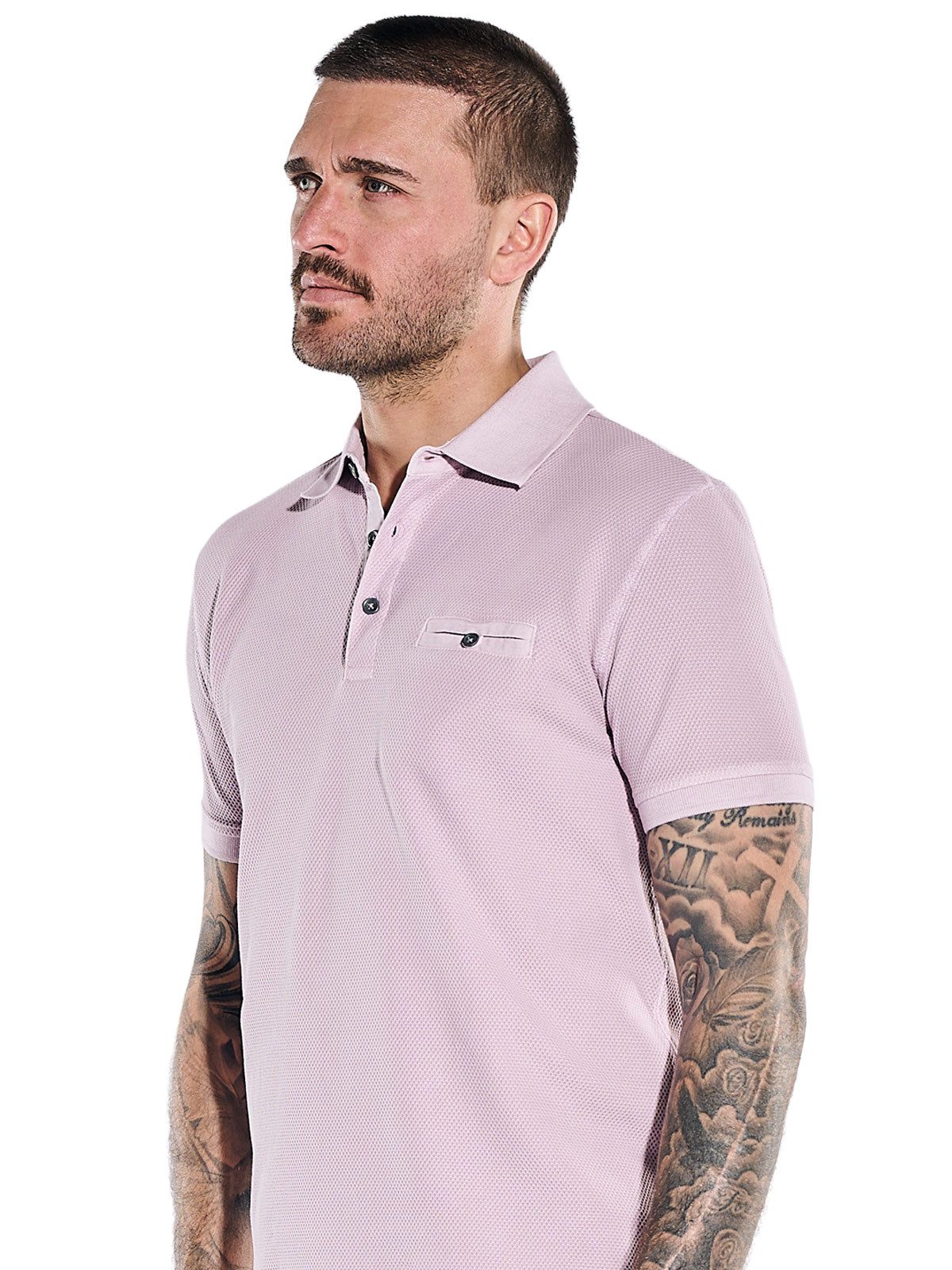 emilio adani Poloshirt Herren Poloshirt mit versteckter Brusttasche, Rosa