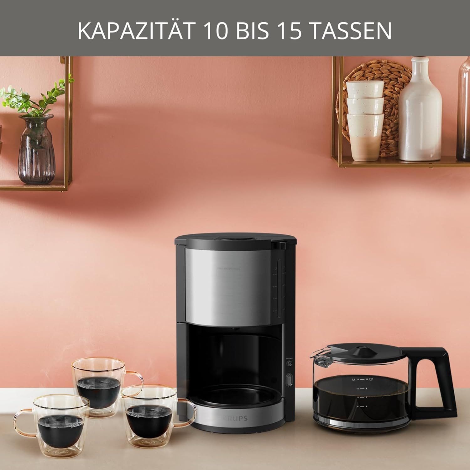 Krups Filterkaffeemaschine ProAroma Plus KM321, 1,25l Kaffeekanne, Papierfilter 1x4, 1,25l Kaffeekanne, Papierfilter 1x4, mit Aromaschalter, 1100 Watt