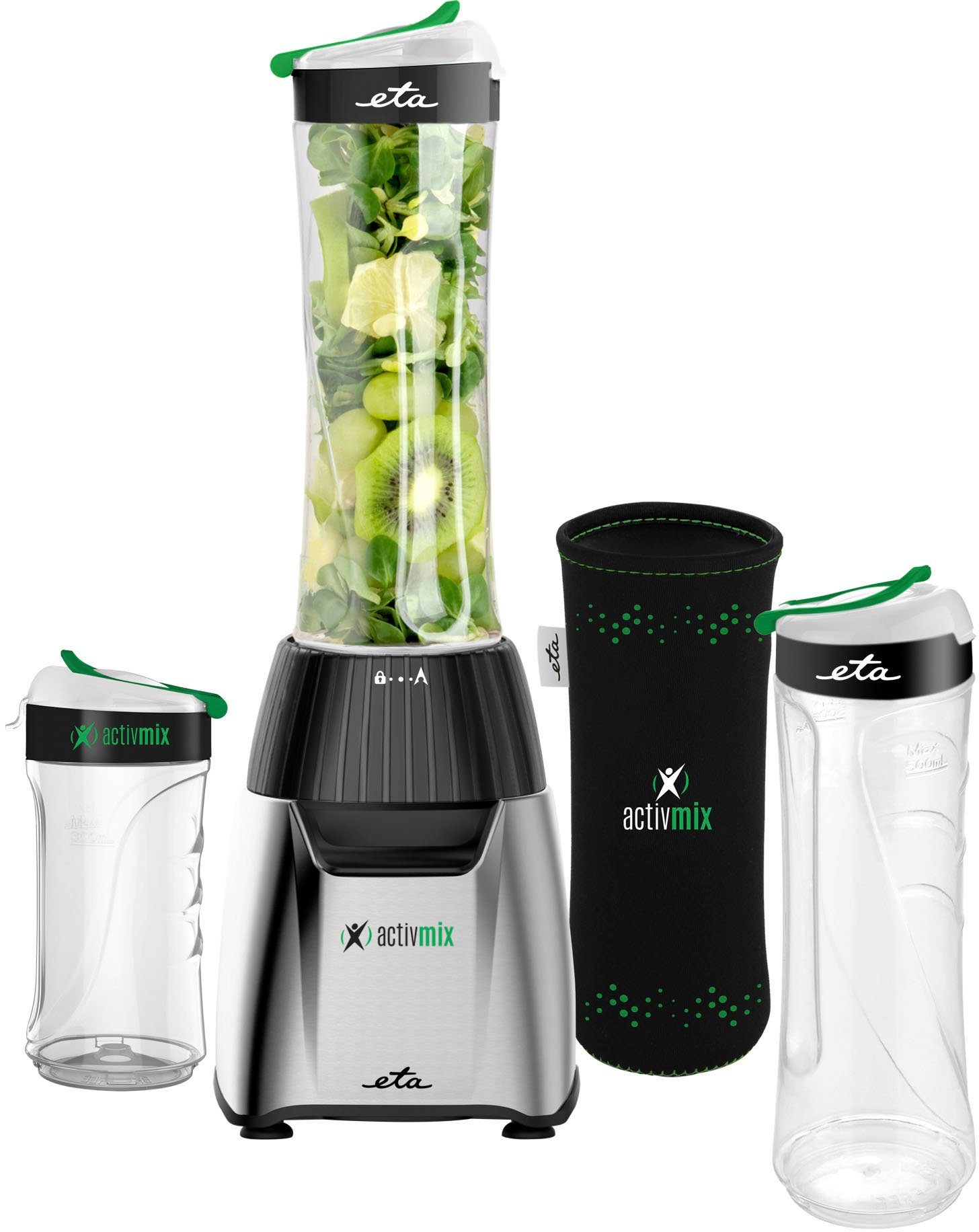 eta Smoothie-Maker ACTIVMIX ETA110390000, 350 W, Puls-Schalter, 19000 U/min., 2 Sportflaschen, Slim-Format, Mix-Messer