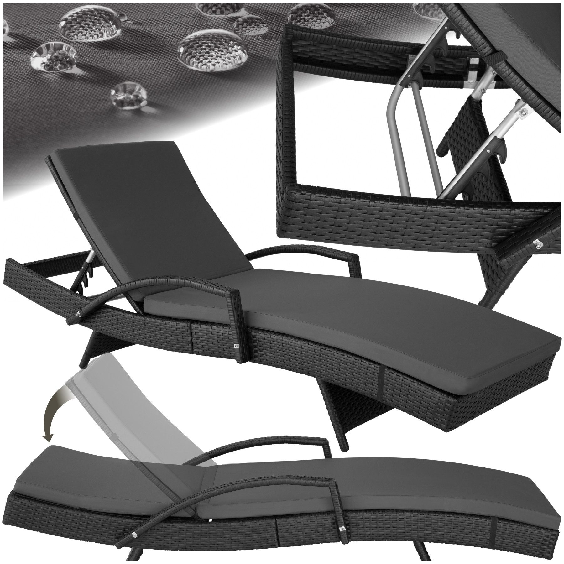 tectake Gartenliege Rattan Sonnenliege, 1 St., günstig online kaufen