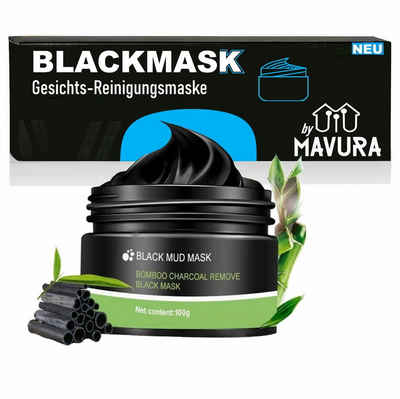 MAVURA Gesichts-Reinigungsmaske BLACKMASK Blackhead Mask schwarze Maske Bambus Gesichtsmaske 1KG/148€, Anti Pickel Mitesser Gesichts Peel Off Peeling Aktivkohle Maske