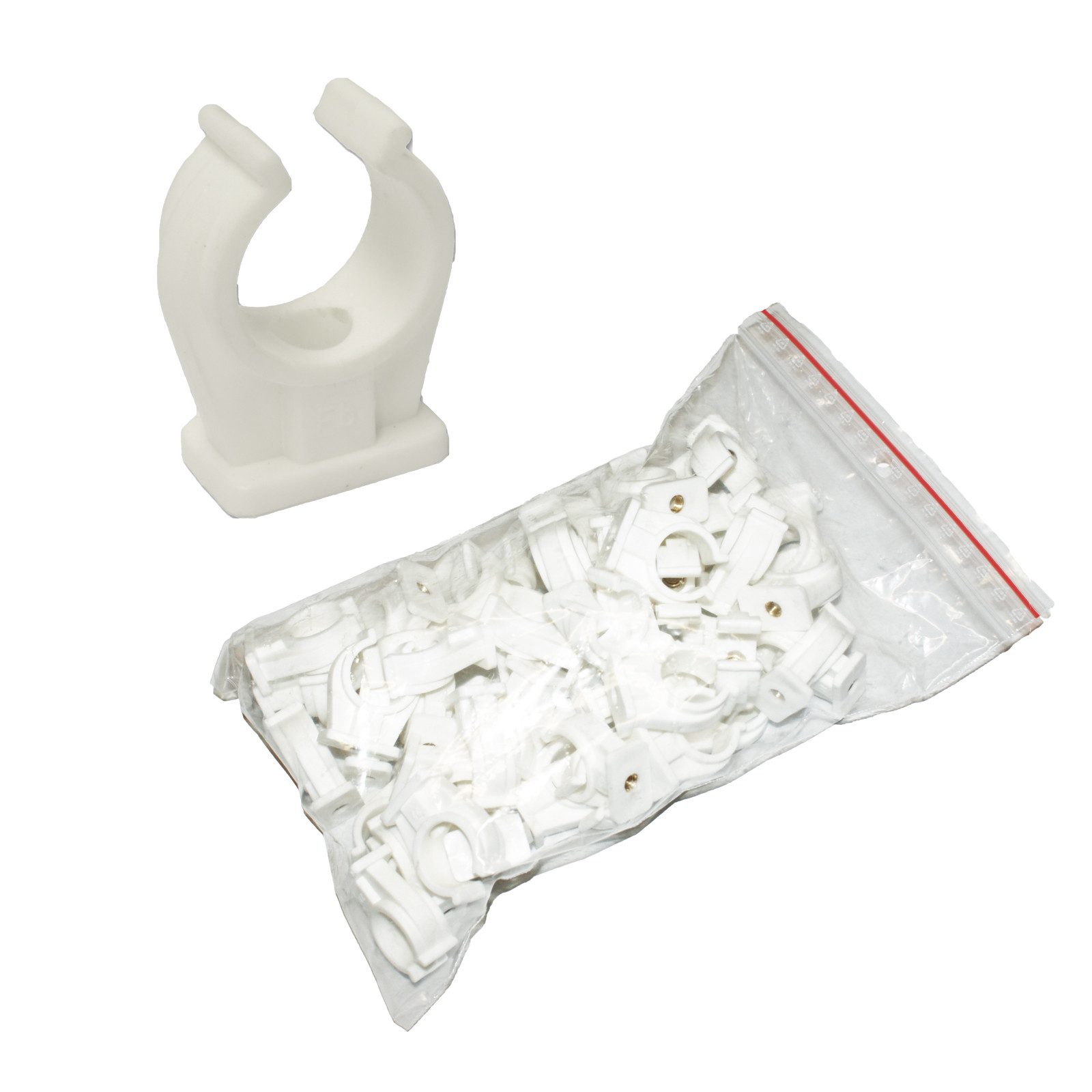 WBV - Westdeutscher Bindegarn-Vertrieb Eselgrimm GmbH & Co. KG Klemmen 25x Kunststoff Rohrclips Rohrklammern 15 mm einfach weiss