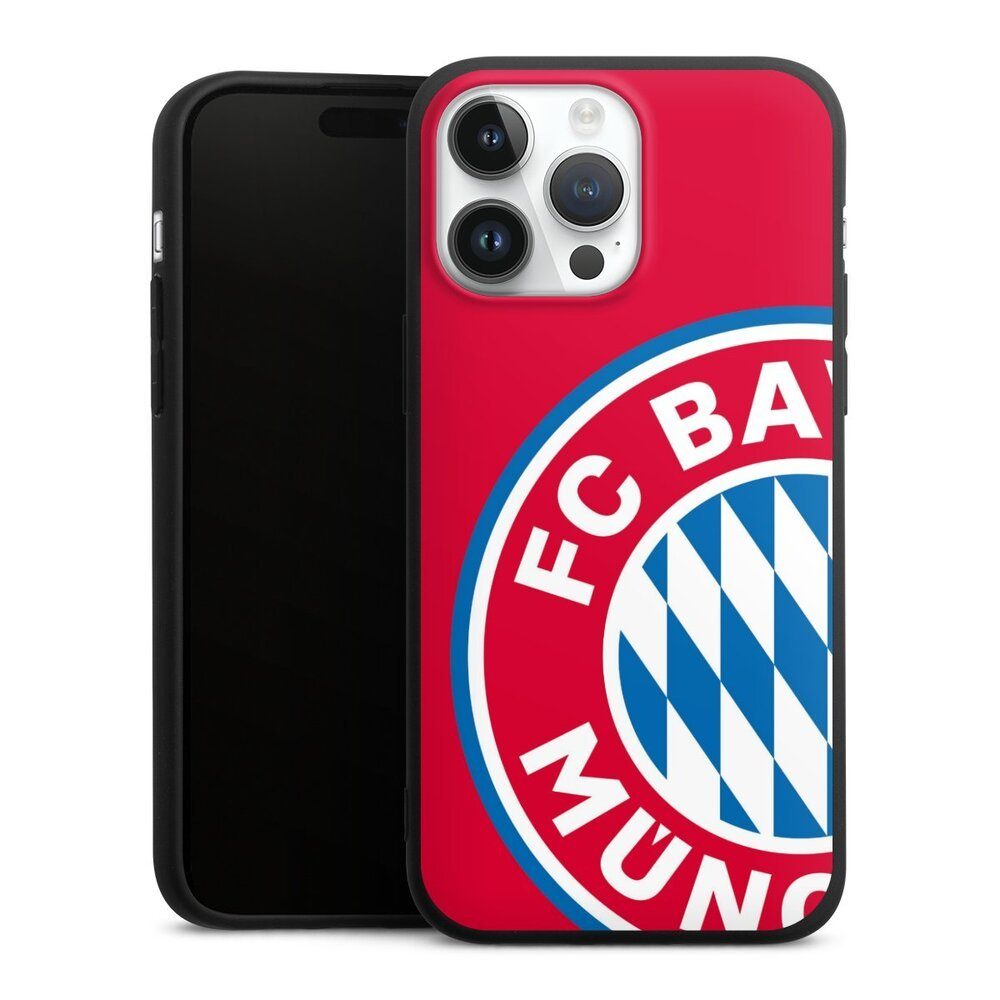 DeinDesign Handyhülle FC Bayern München Offizielles Lizenzprodukt FCB Großes FCB Logo Rot, Apple iPhone 14 Pro Max Silikon Hülle Premium Case Handy Schutzhülle