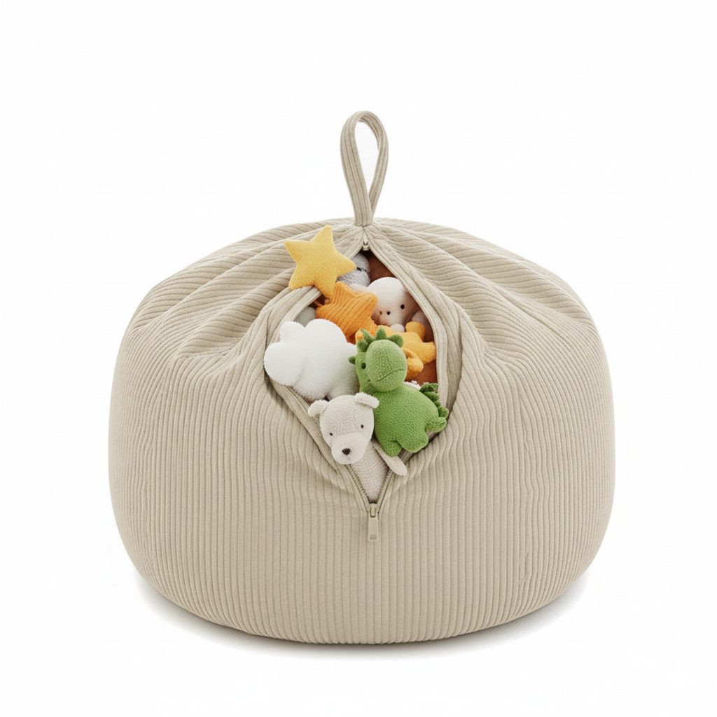 FAVRE Sitzsack Kinder Aufbewahrungshülle für Spielzeug und Kuscheltiere 85x85x50 cm