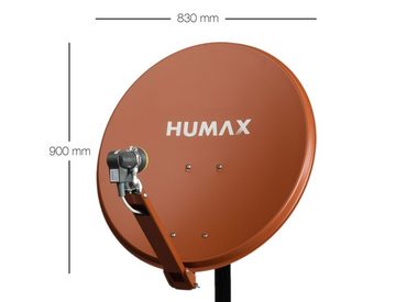 Humax Professional Sat-Spiegel (90 cm, Aluminium, Kabeldurchführung, ziegelrot, anthrazit, hellgrau)