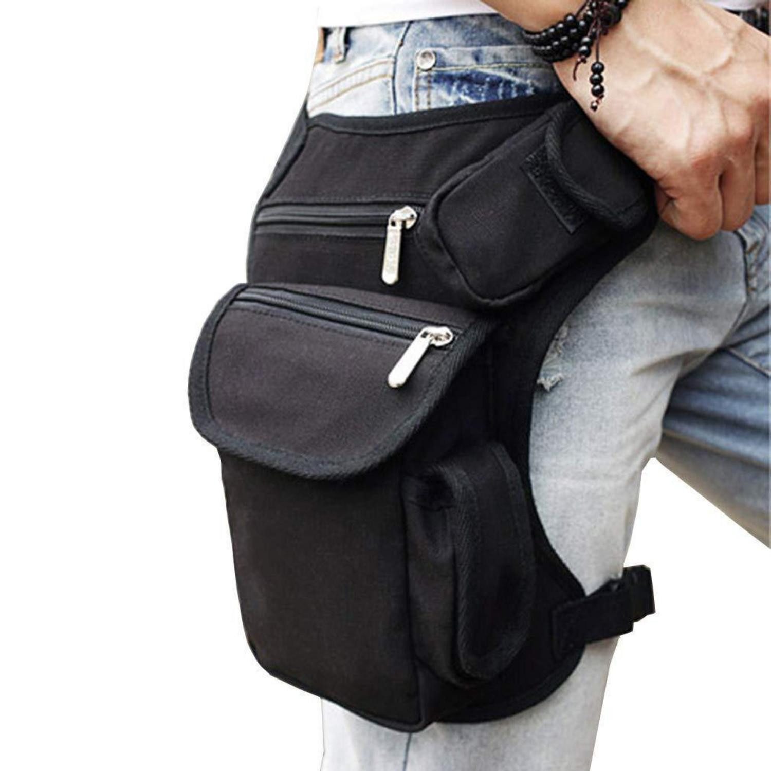 LuxusKollektion Beintasche Drop Leg Bag Waist Pack Nylon Tactical Motorcycle Cycling #06schwarz