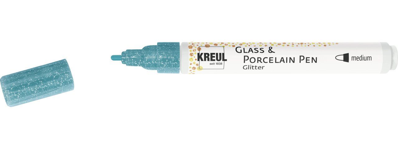 Kreul Künstlerstift Kreul Glass & Porcelain Pen Glitter türkis, 1-3 mm