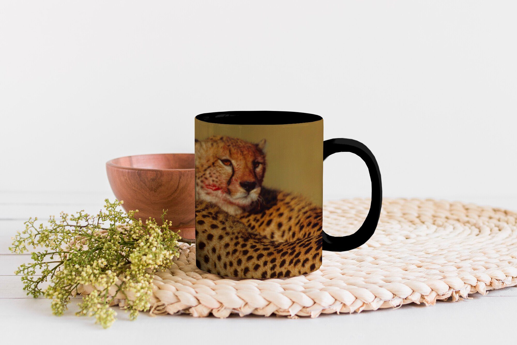 Zaubertasse, Savanne, Geparden Geschenk in Teetasse, der Zwei MuchoWow Kaffeetassen, Tasse Keramik, Farbwechsel,