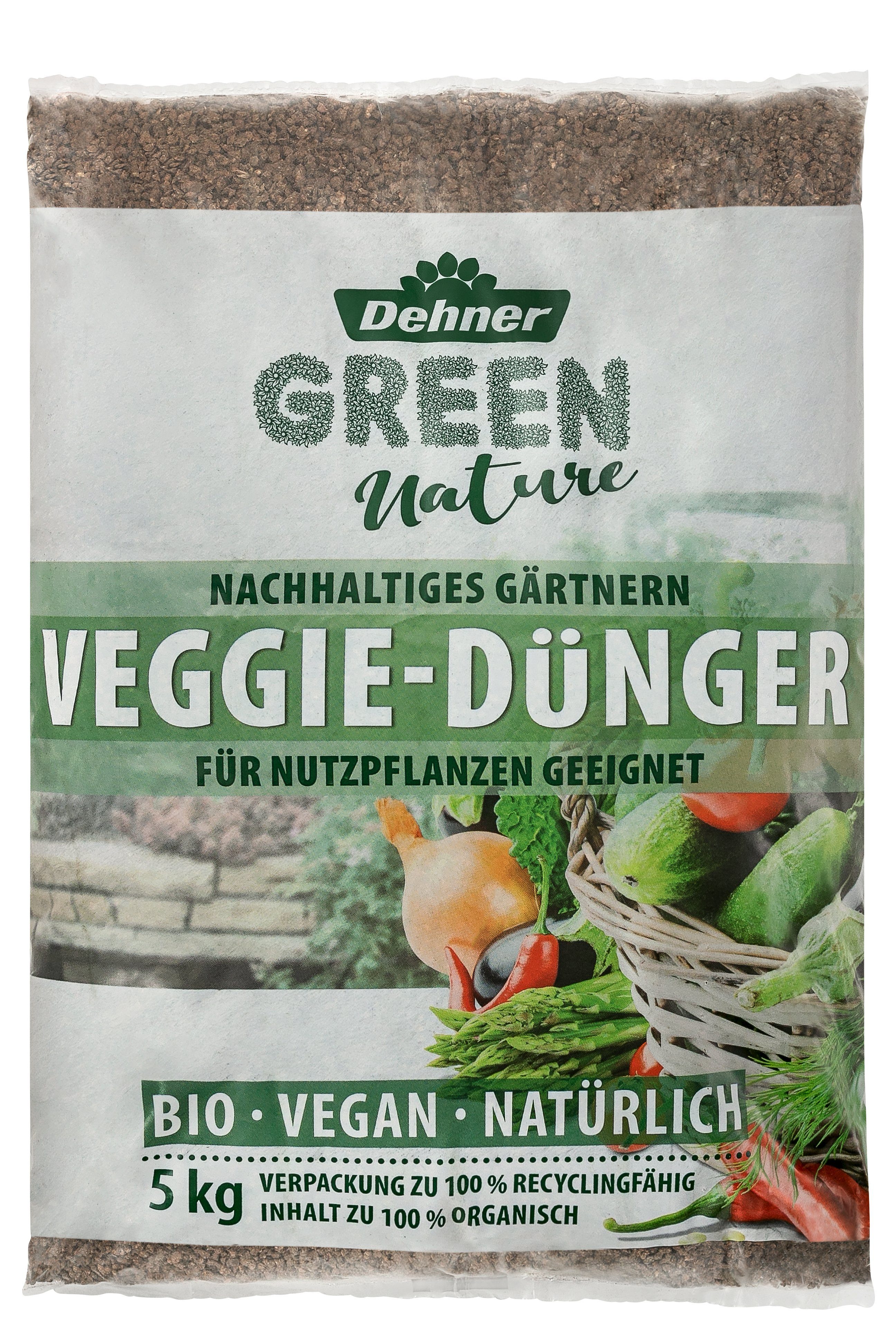 Dehner Gartendünger Green Nature Veggie-Dünger, NPK-Dünger für Gemüse, 5 kg, organischer, frei von tierischen Inhaltsstoffen