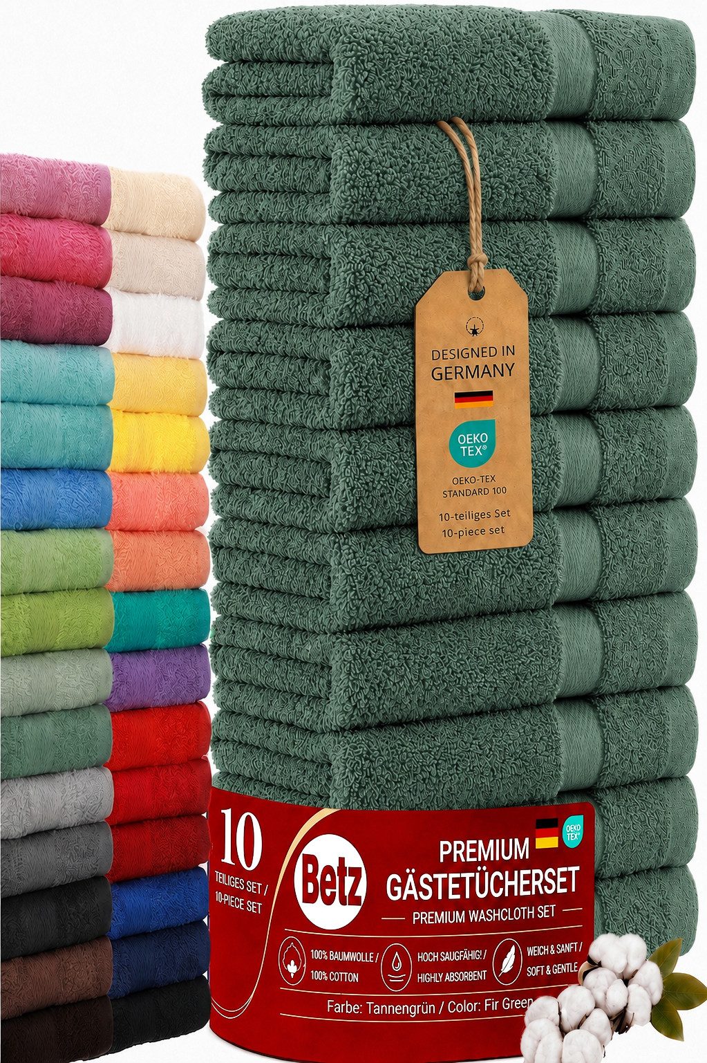 Betz Gästehandtücher 10 tlg. Gästehandtücher-Set PREMIUM 100 % Baumwolle 30x50cm, 100% Baumwolle (10-St)
