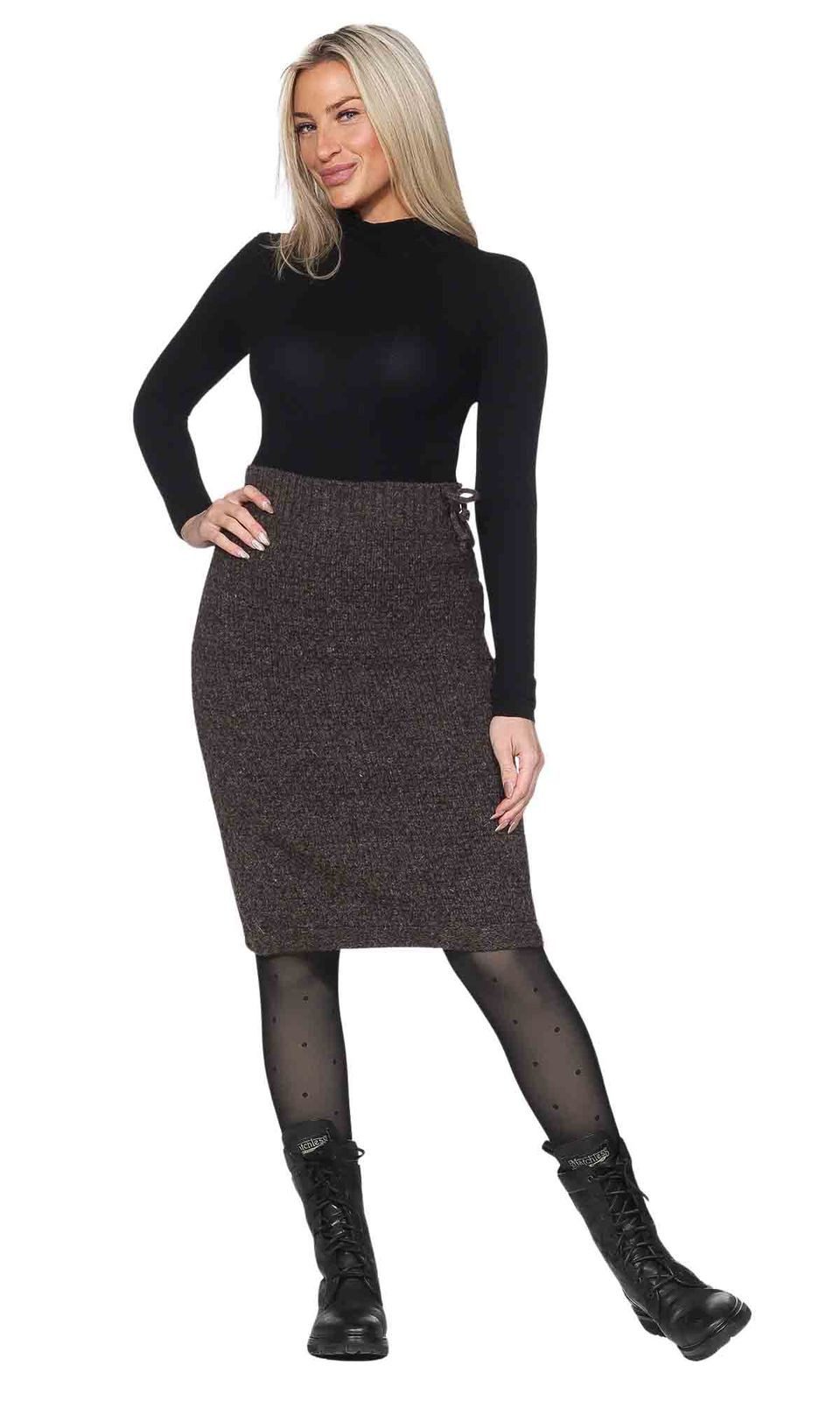 KUNST UND MAGIE Strickrock Langer Rock Klassischer Boho Strickrock Winter Wolle