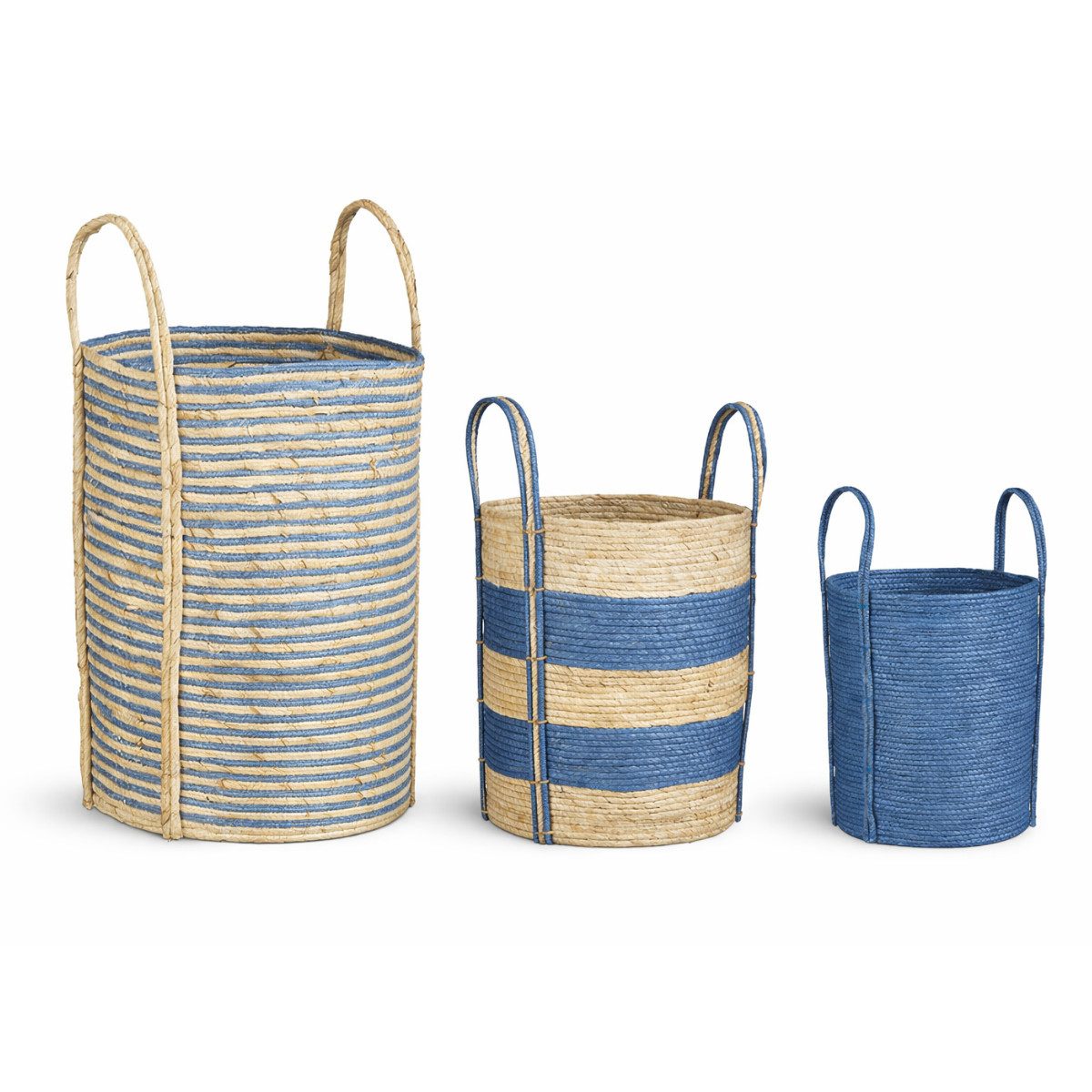 Mica Decorations Blumentopf Mica Decorations Brooklyn Korb - Flechtkorb Set aus 3 - Blau