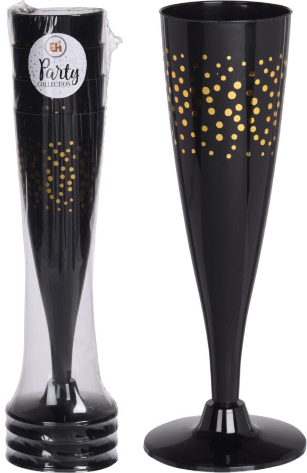Koopman Champagnerglas Sektglas Glas Plastikglas Kunststoff Schwarz 150ml 16er Set, 16-tlg., Kunststoff, Silvester, 150ml, Partyglas, Wiederverwendbar – Bild 5 von 5