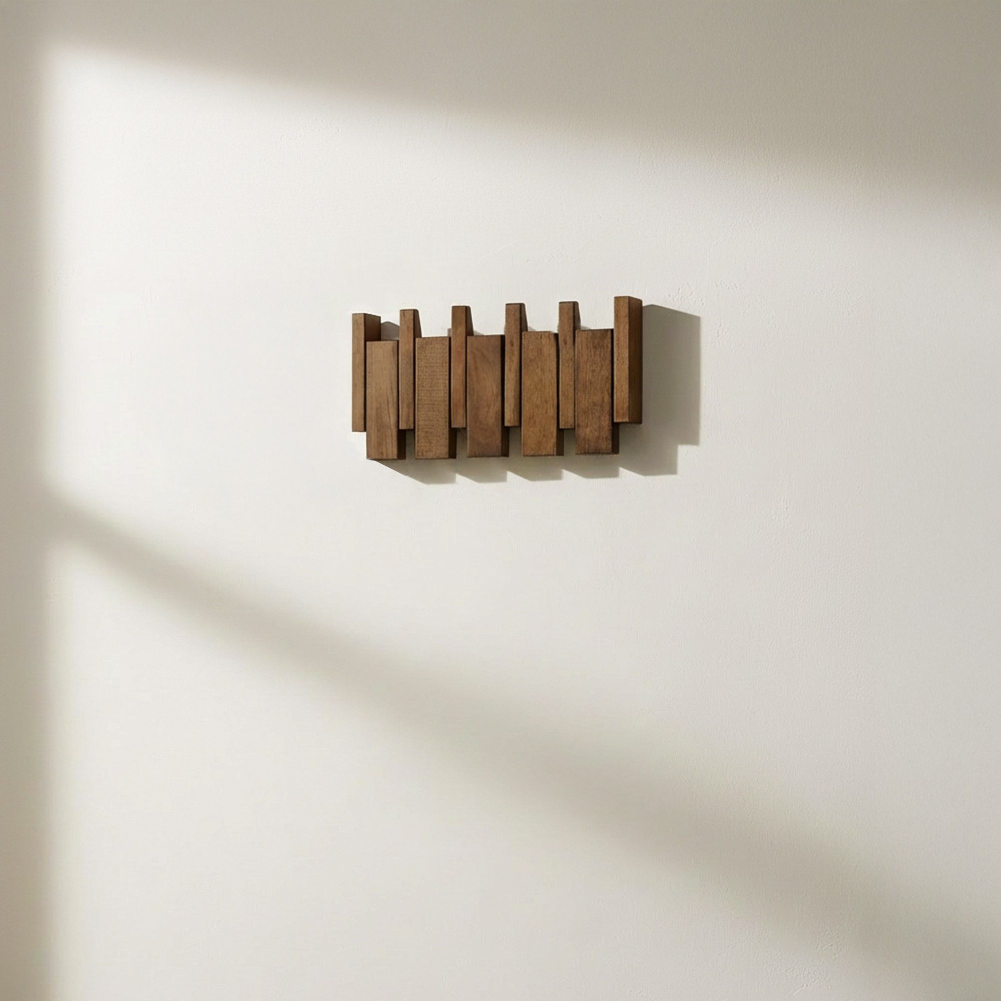 HOME DELUXE Garderobenleiste PORTE - 32cm/56 cm/ 80cm - wählbar, 4 Haken, bewegliche Haken, Garderobe aus Holz