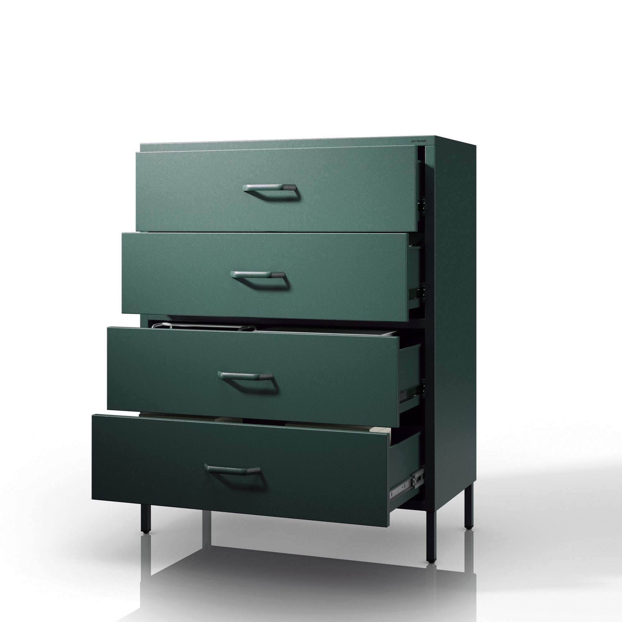 Jan Nowak Kommode CARLA Kommode Metall Stahl 80x101x40cm 4 Schubladen Sparkling (Stahl 0,6mm, 45kg Schubladen, Wandmontage, Industrial Loft), Brilliance Beine Regulierbar Wohnzimmer Schlafzimmer