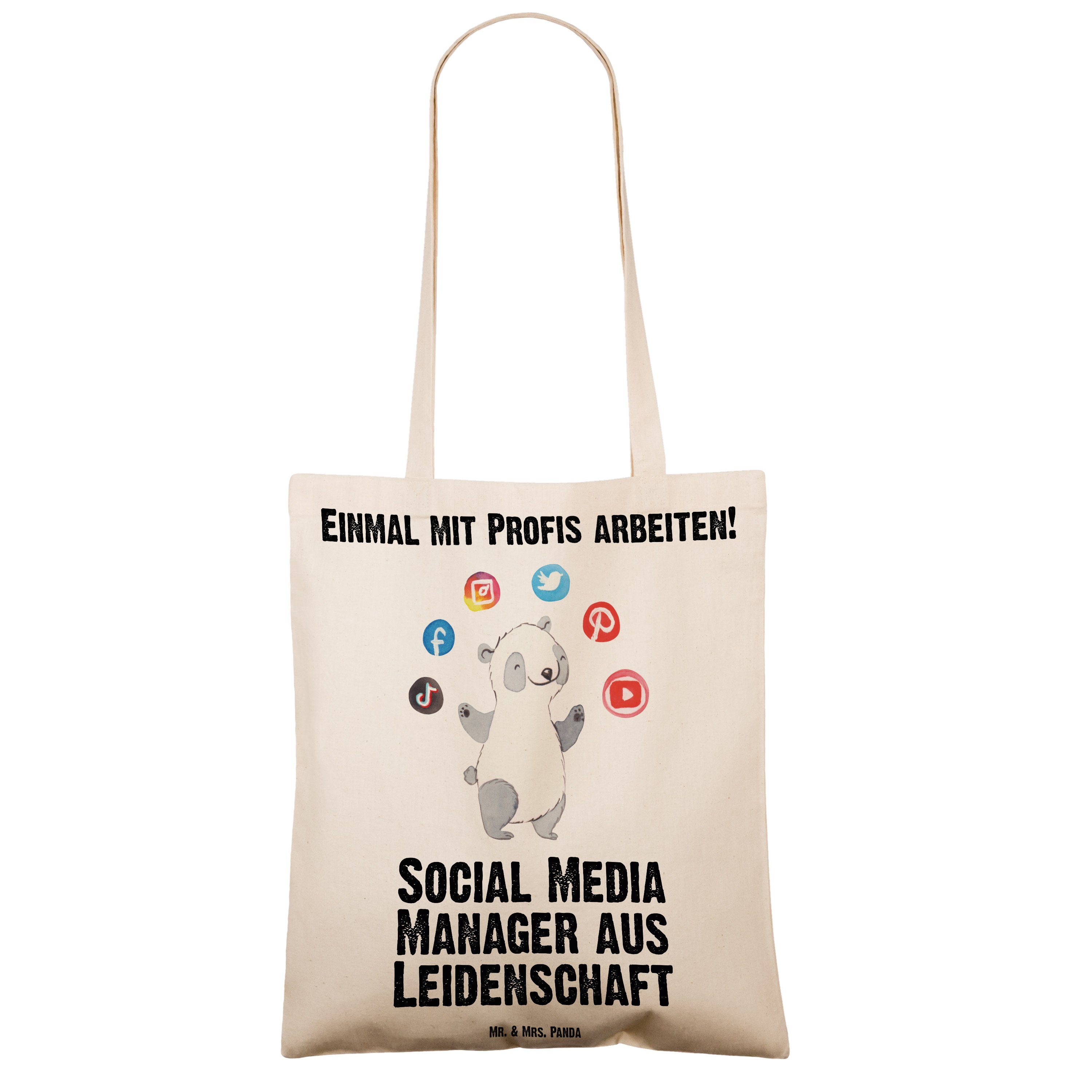 Mr. & Mrs. Social aus Media Leidenschaft Panda - Transparent Geschenk, Manager Beute - (1-tlg) Tragetasche