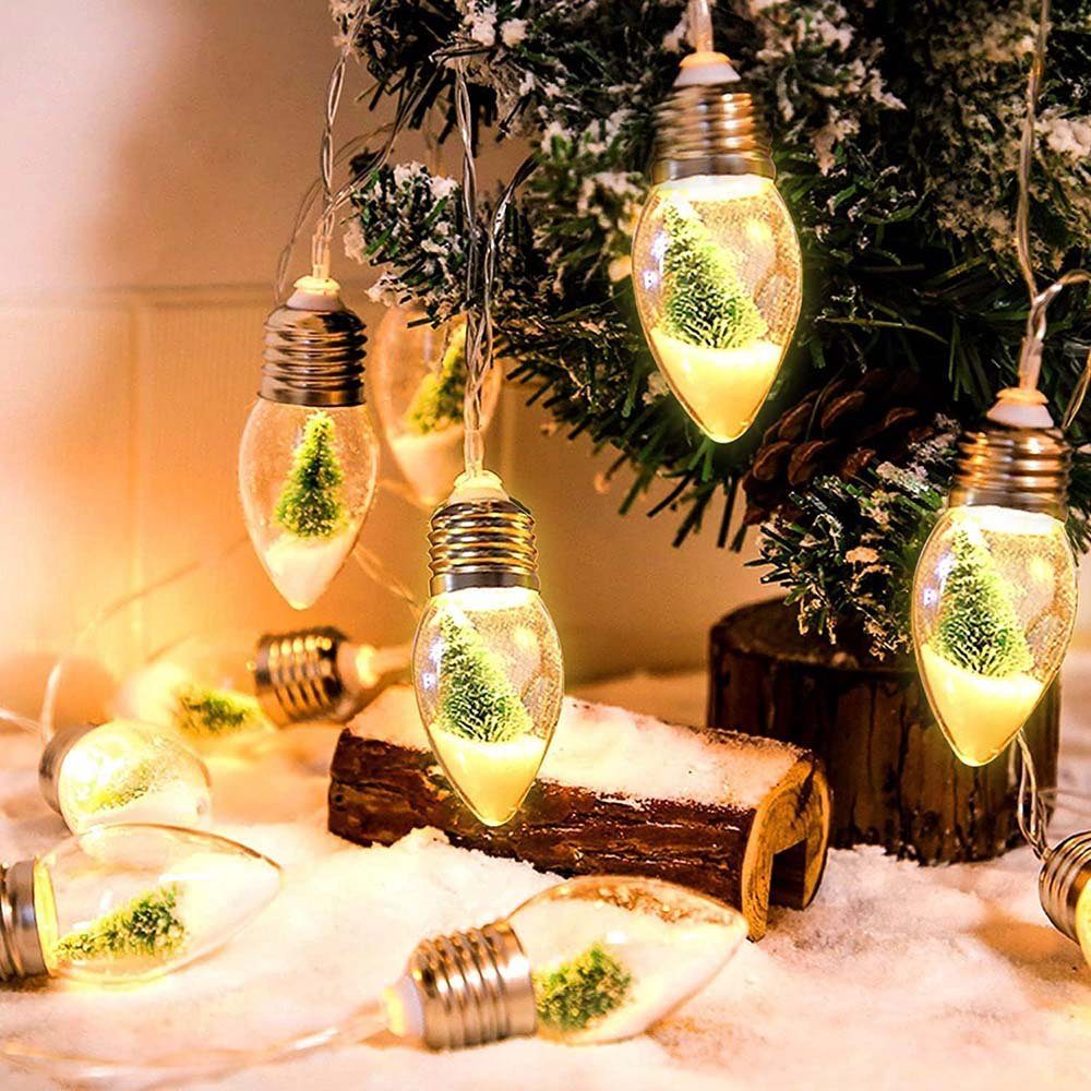 1.5/3M, Baum LED-Lichterkette Rosnek Batterie, für Weihnachten, Schneelandschaft, 10-flammig, wasserdicht, Kamin Schlafzimmer Deko