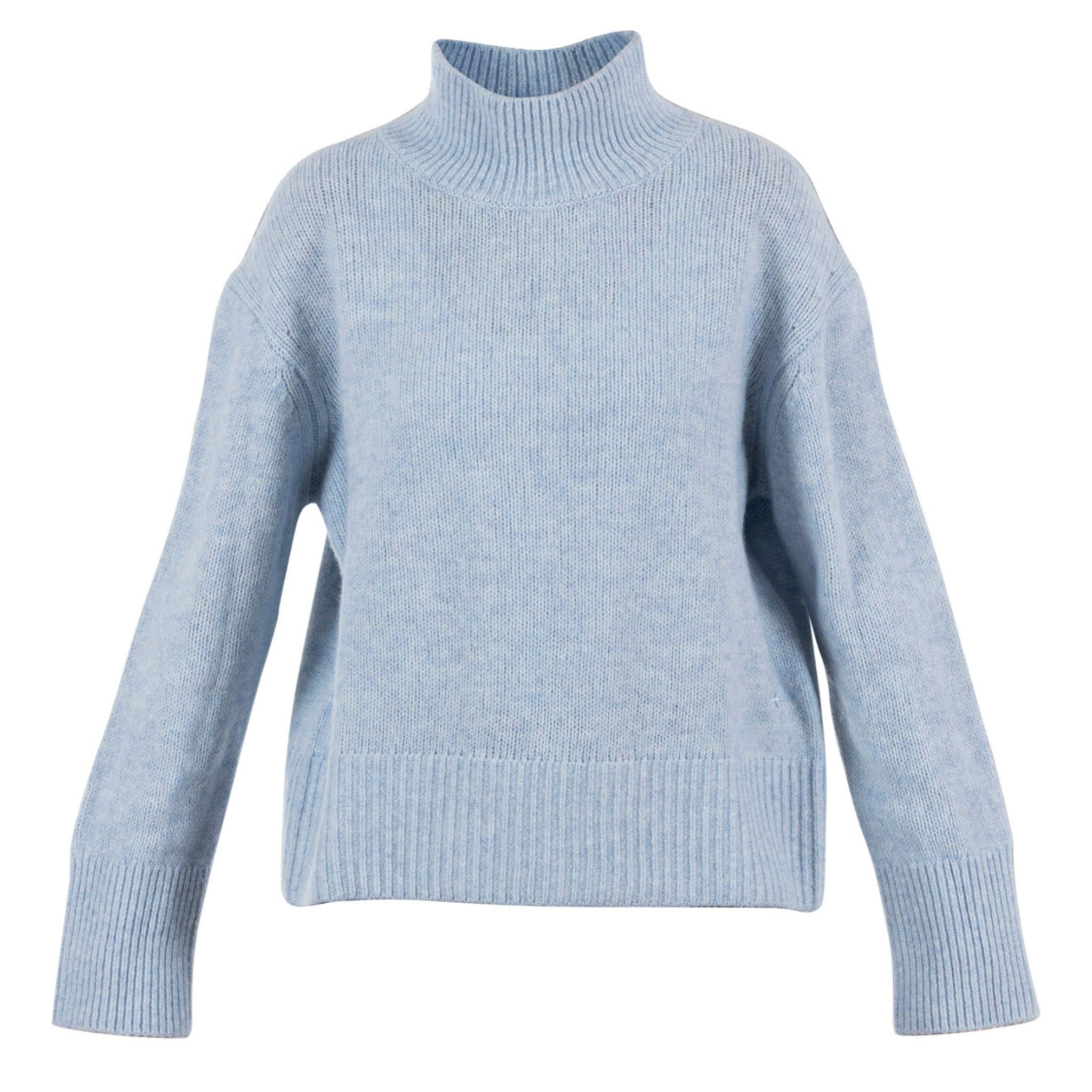 Blue Sportswear Strickpullover Carlton Wolle Turtleneck Creme/Hellblau Strick Pullover, Rollkragen