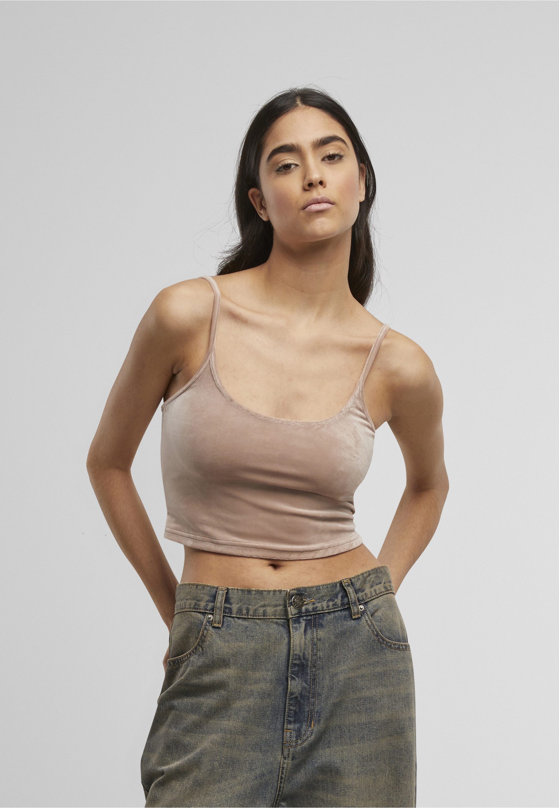 URBAN CLASSICS Tanktop Urban Classics Ladies Short Velvet Top
