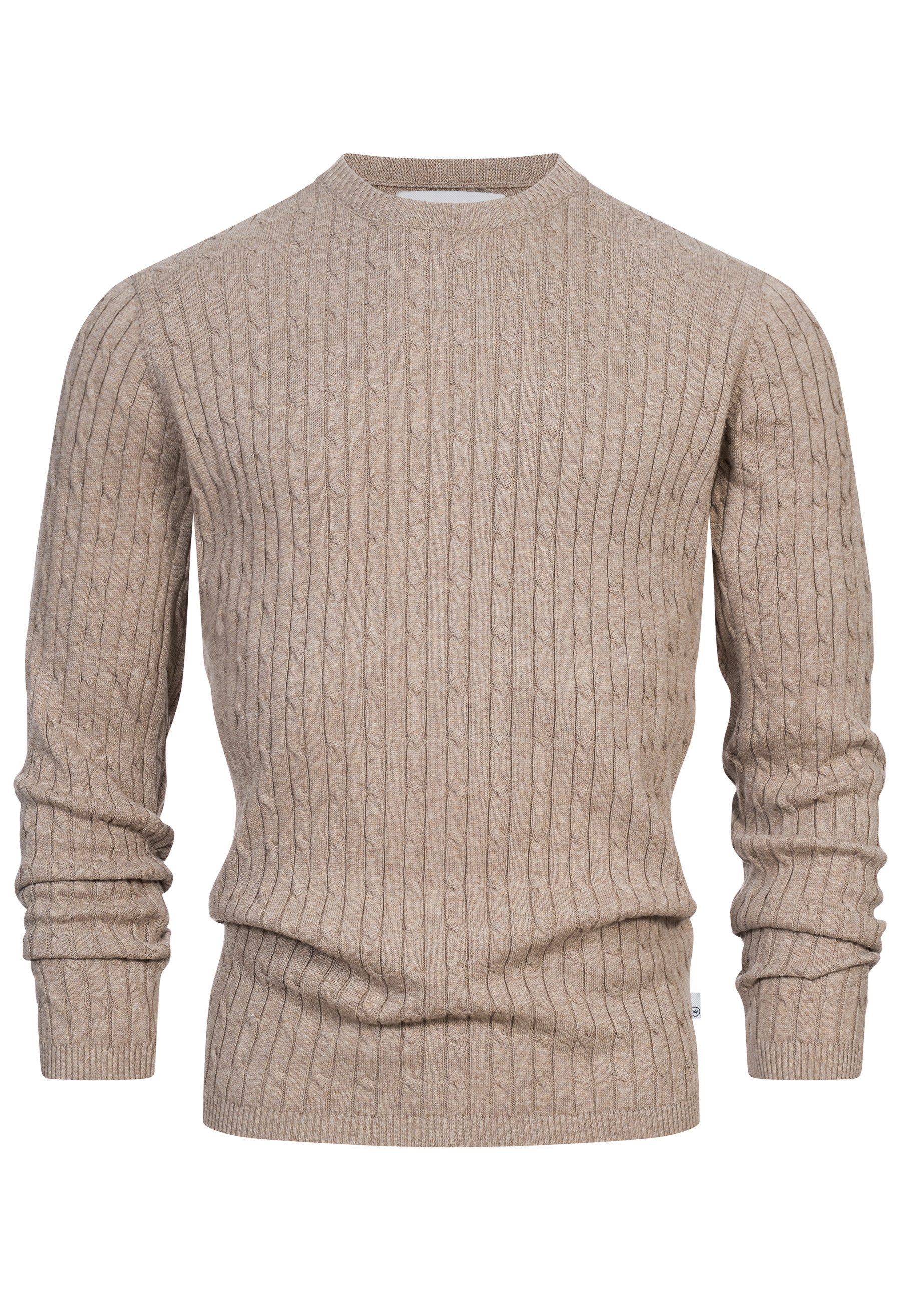 Kronstadt Strickpullover KSCable Feinstrickpullover mit Rundhalsausschnitt günstig online kaufen