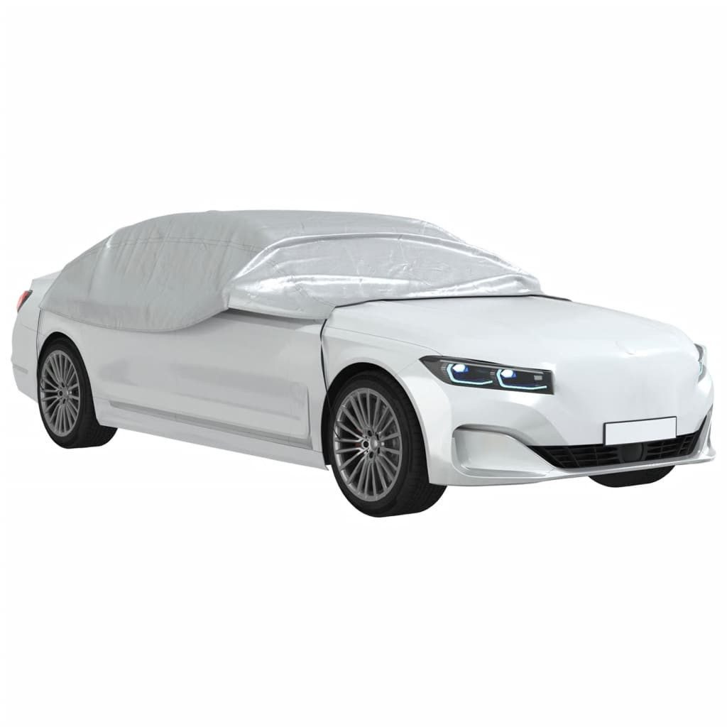 vidaXL Autoplane Autoabdeckung Halbgarage mit Haken Silbern L PEVA (1-St)