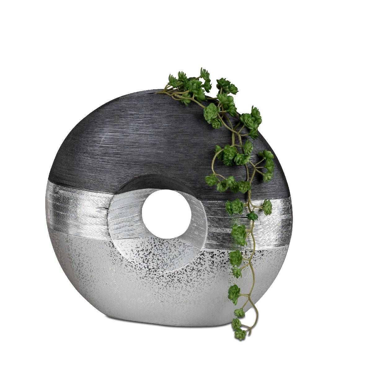 formano Tischvase Dekovase Luxor rund in grau - silber Ø 26 cm