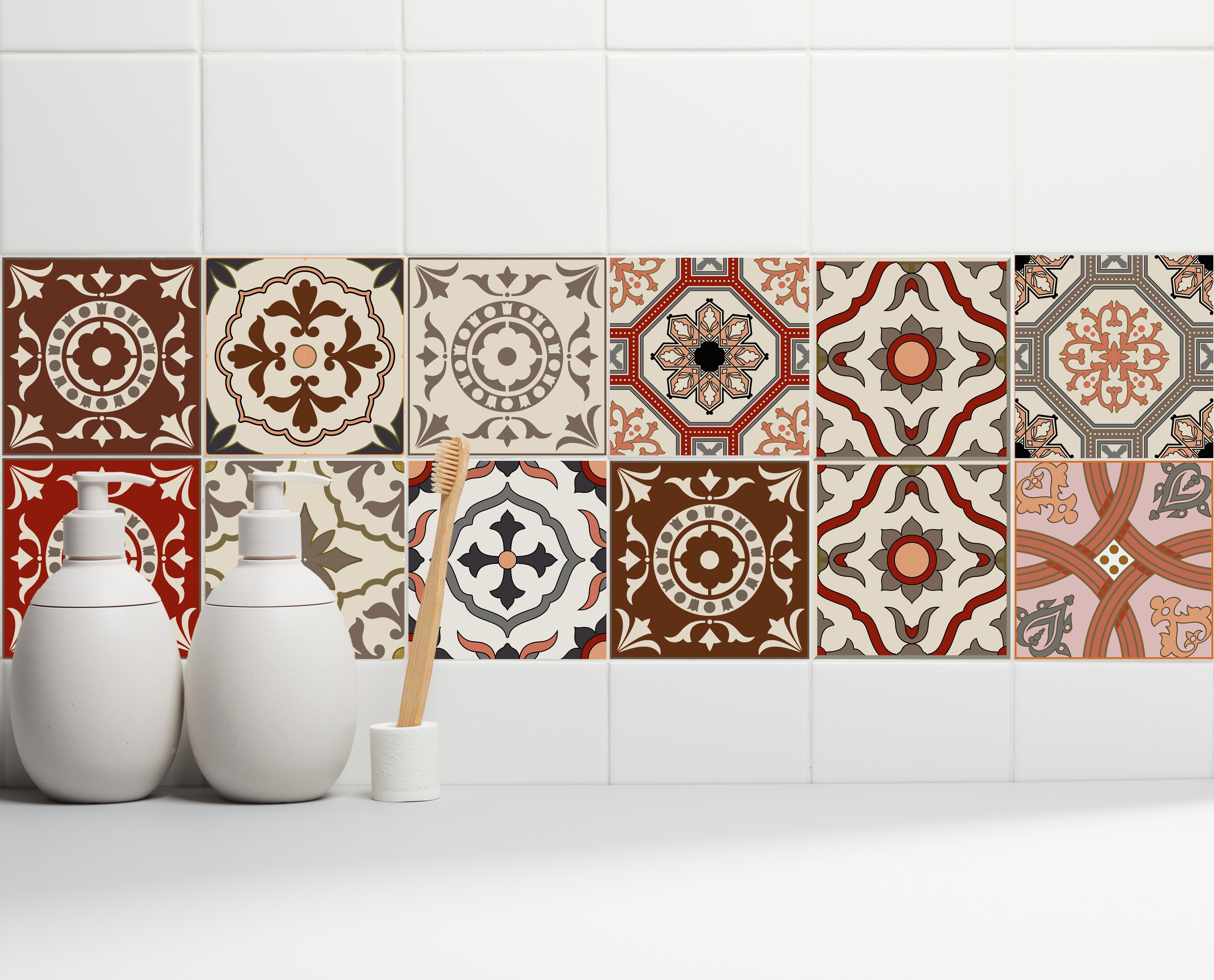 Home affaire Fliesenaufkleber Ornamente, Stickerfliesen, selbstklebend, Sticker, 12er Set