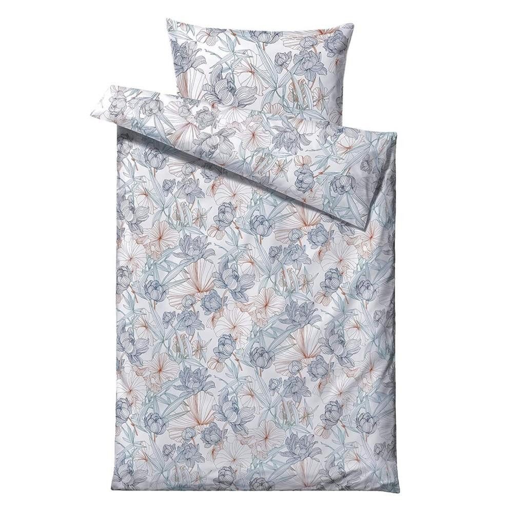 Södahl Bettwäsche Foliage, Bio-Baumwolle Satin, 2 teilig, 135x200cm, skandinavischer Blumenlook, Bio-Baumwolle Satin