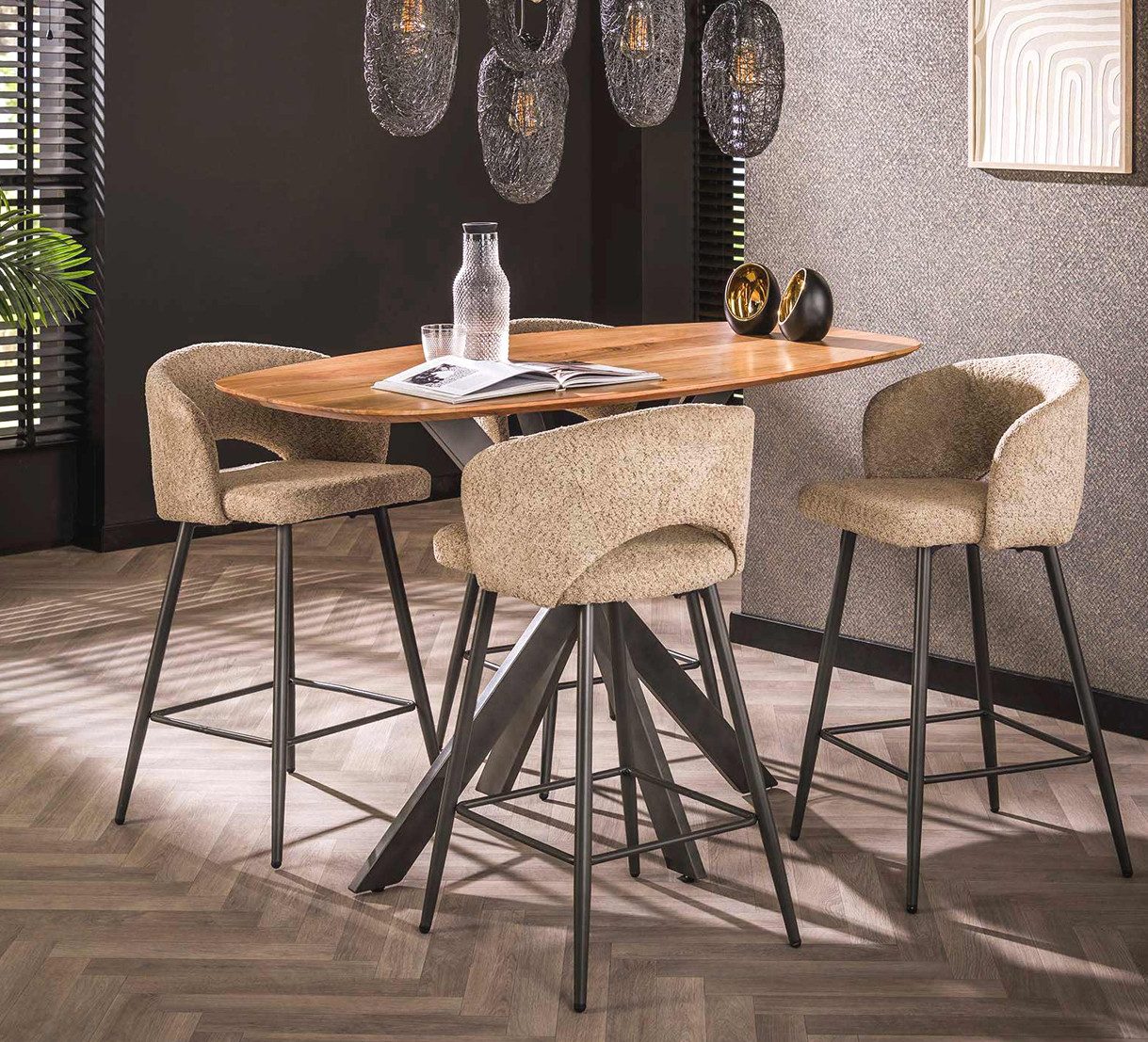 Maison ESTO Bartisch ESCANDI Hochtisch oval aus Akazie massiv 140 x 80 cm Stehtisch, Höhe: 92 cm