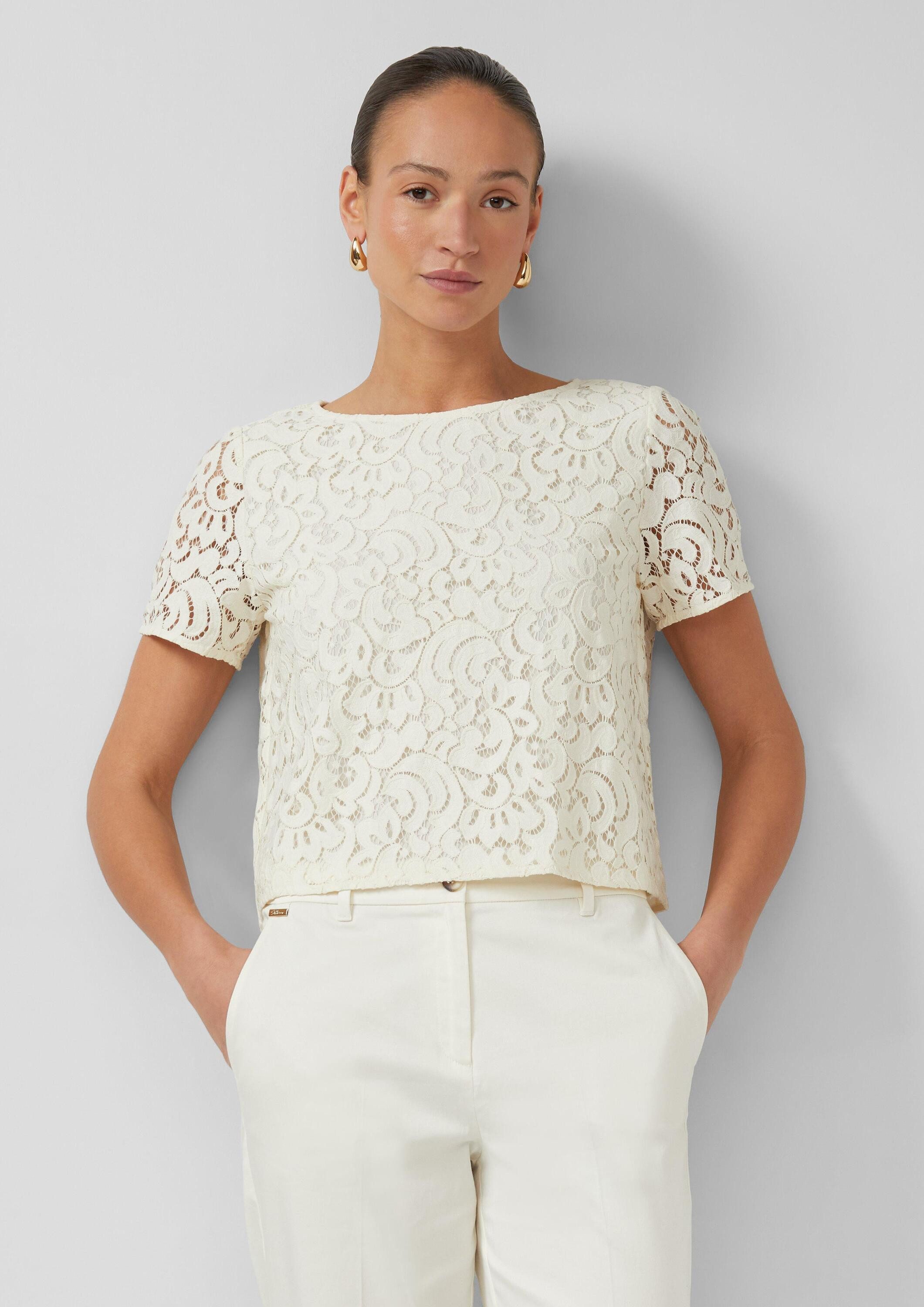 s.Oliver Kurzarmbluse Bluse Kurzärmelige Spitzenbluse mit floralem Muster günstig online kaufen
