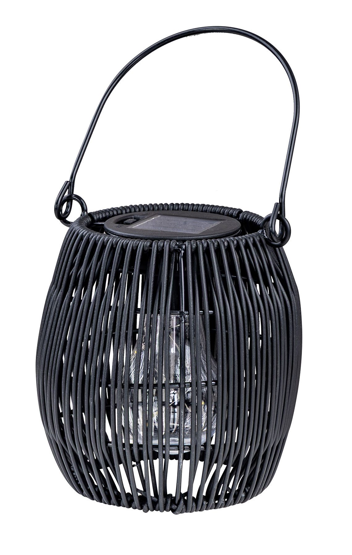 Levandeo® LED Solarleuchte, Solar Dekoleuchte Rund Schwarz Tischleuchte Akku Garten Beleuchtung