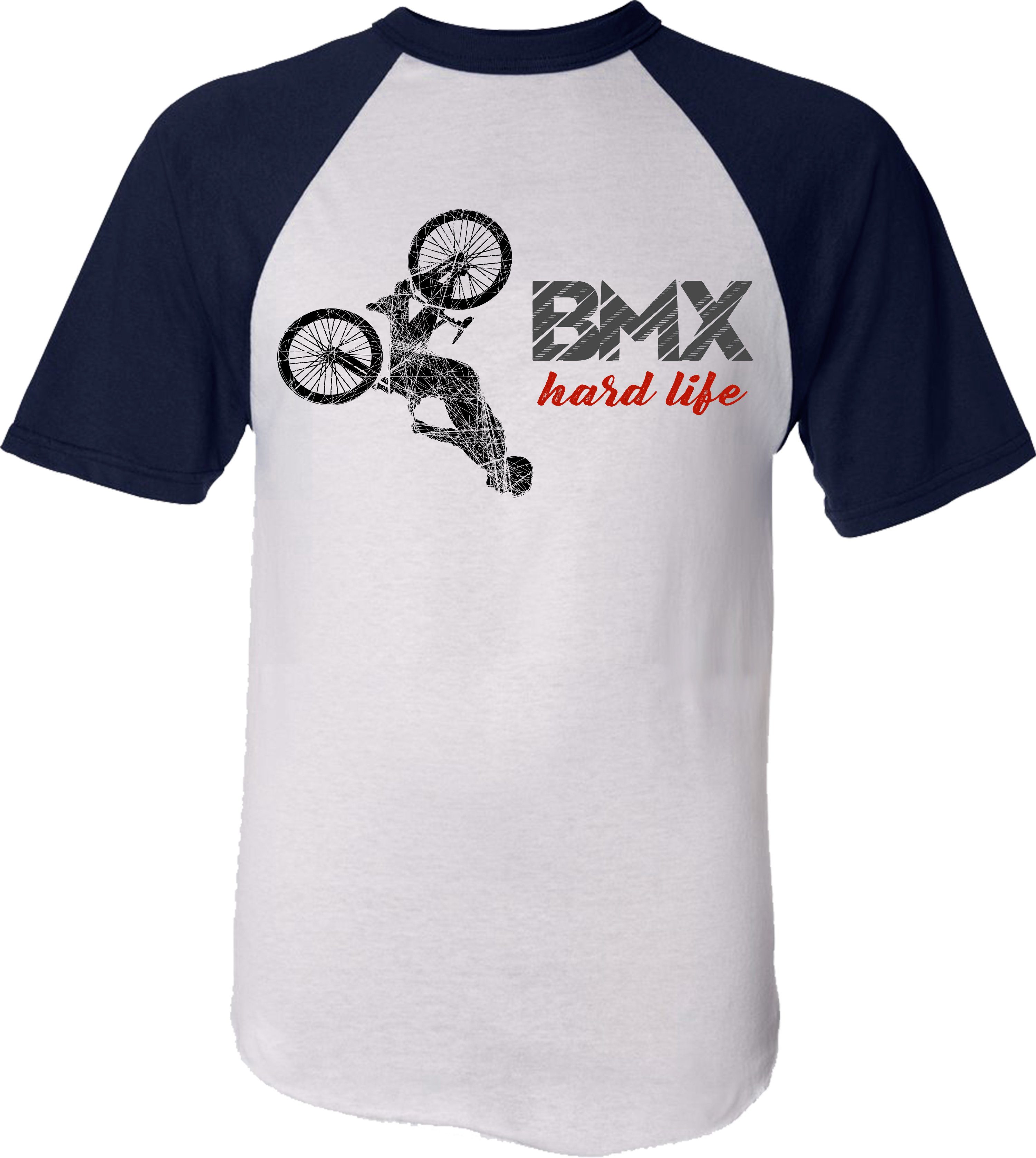 Baddery Print-Shirt Kinder Fahrrad T-Shirt: "BMX Hard Life" - Geschenk Jungen & Mädchen, hochwertiger Siebdruck, aus Baumwolle