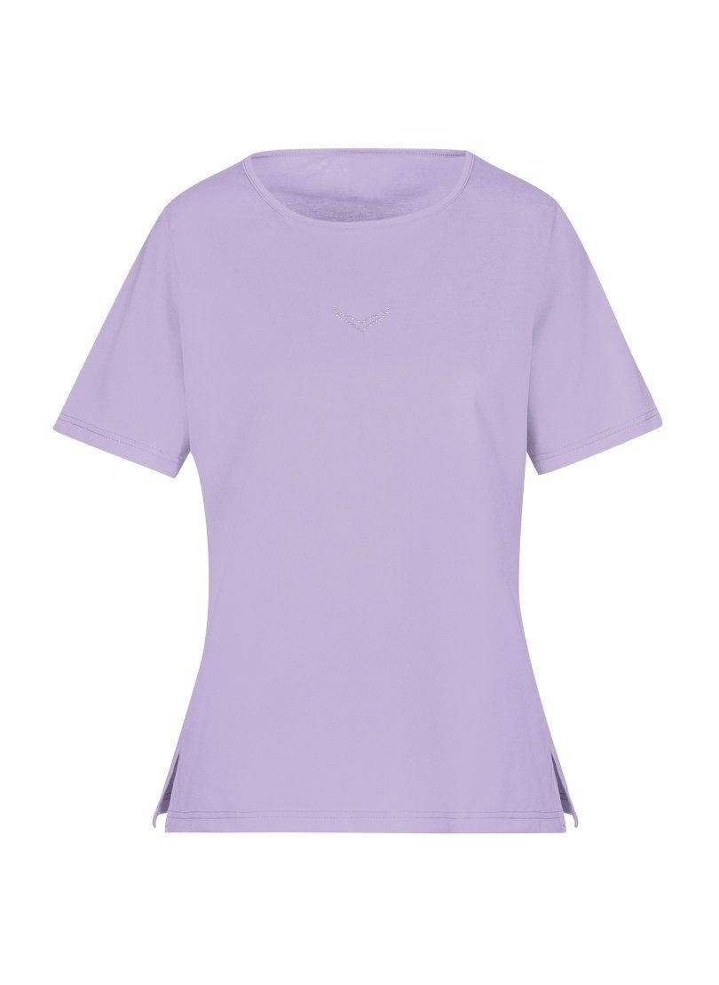 Trigema T-Shirt Kristallsteinen Baumwolle flieder DELUXE T-Shirt TRIGEMA mit