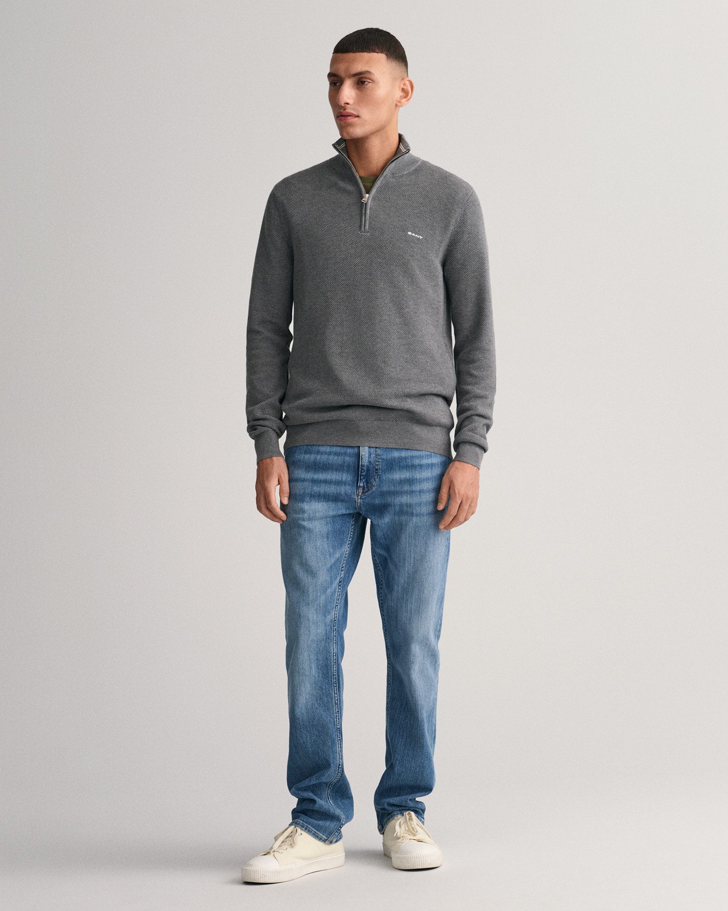 Gant Troyer COTTON PIQUE HALF ZIP mit Piqué-Struktur