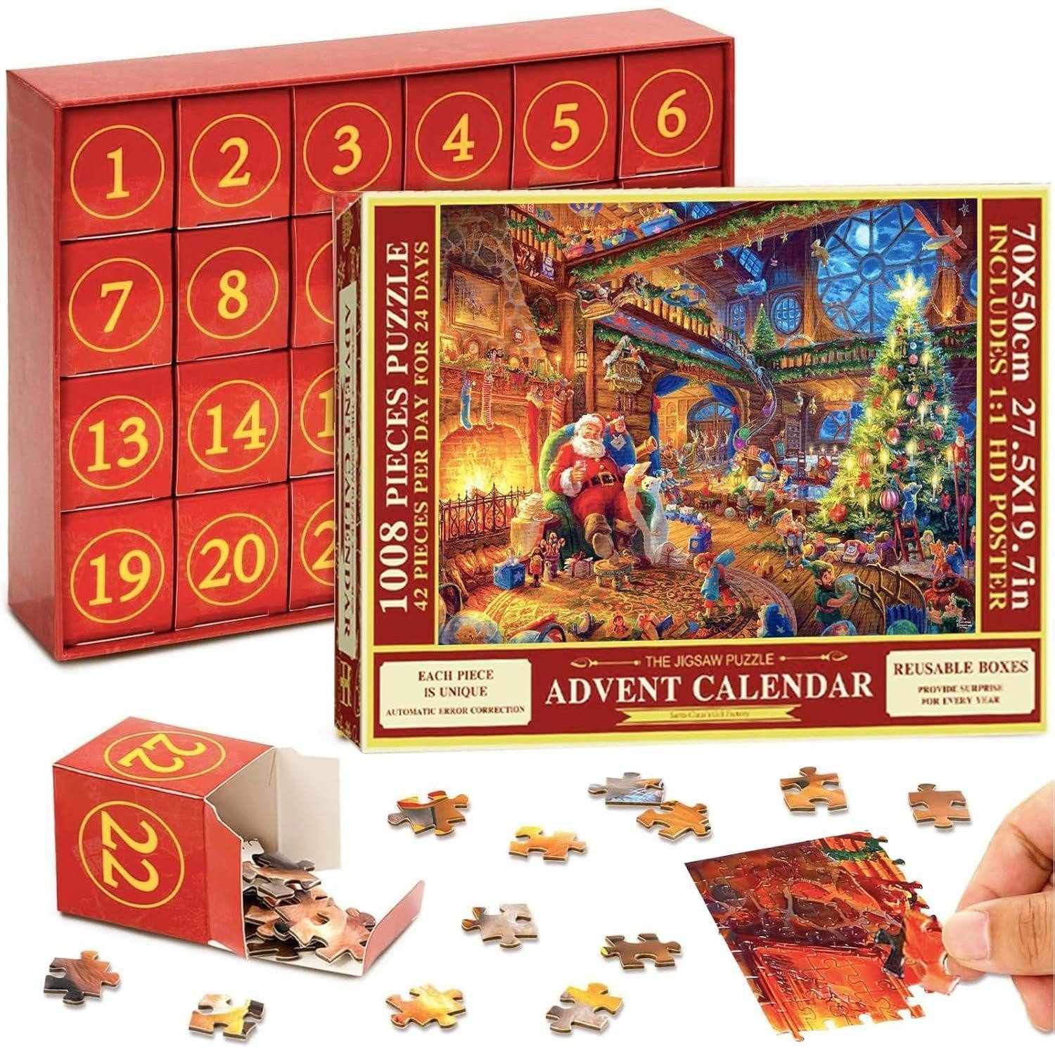 LuxusKollektion Adventskalender Adventskalender 2026 Weihnachtspuzzle Weihnachtsmann-Weihnachtsbaum