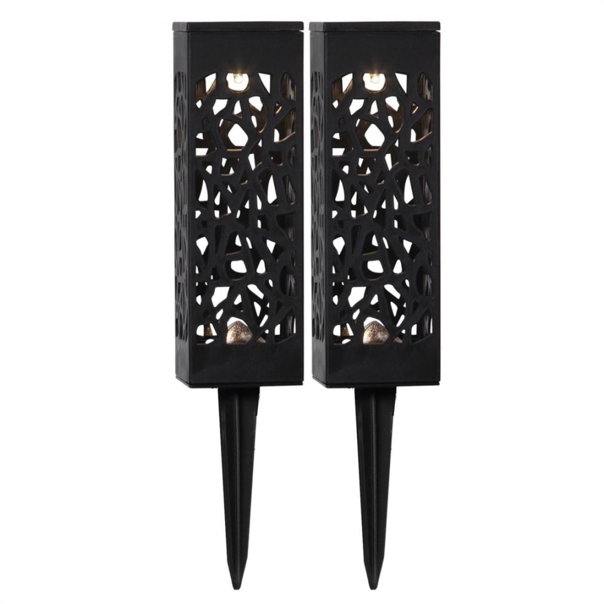 LED Pollerleuchte LED Solar Wegleuchten warmweiß 18cm Lichtsensor schwarz 2er Set
