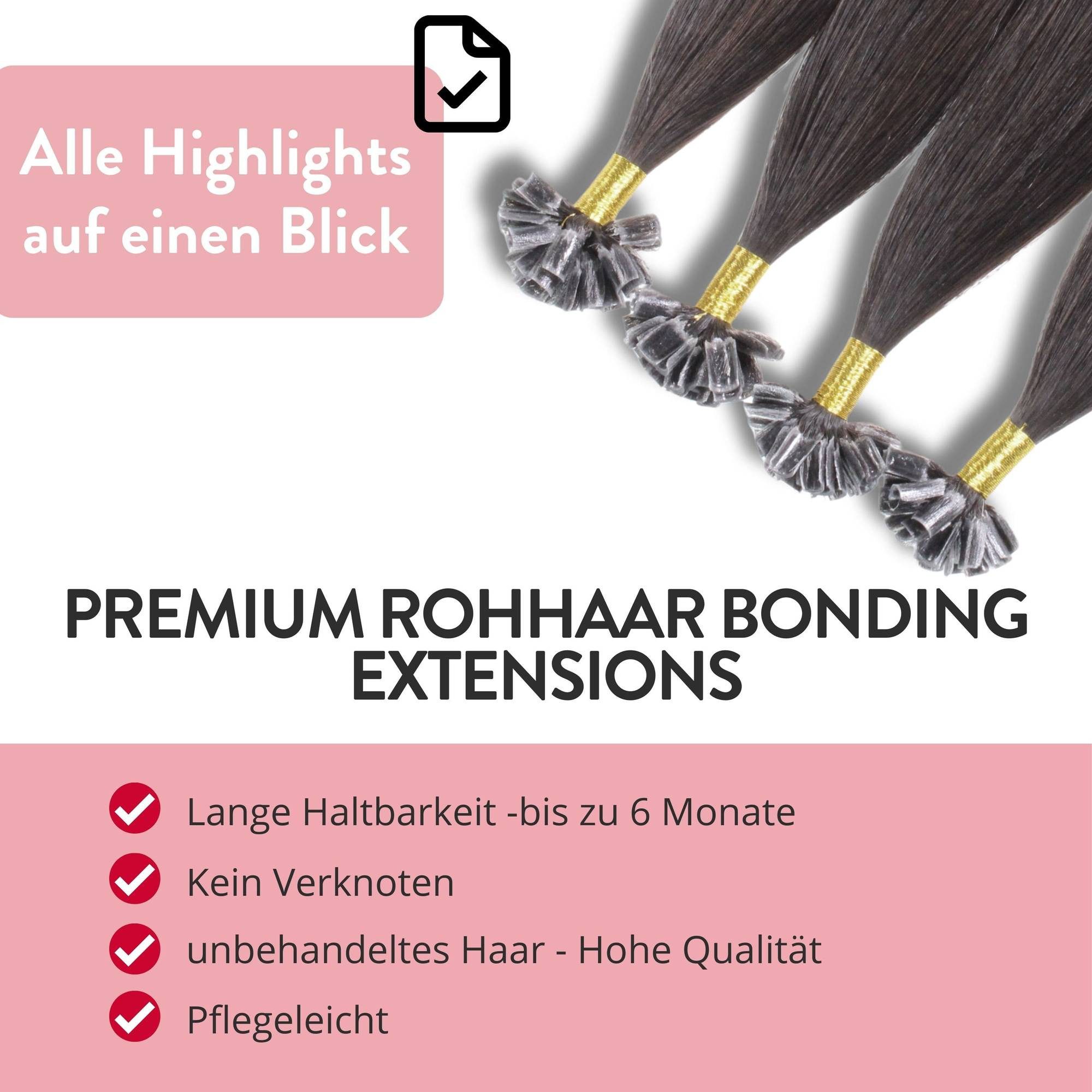 hair2heart Echthaar-Extension Premium Rohhaar Bonding Extensions 40cm