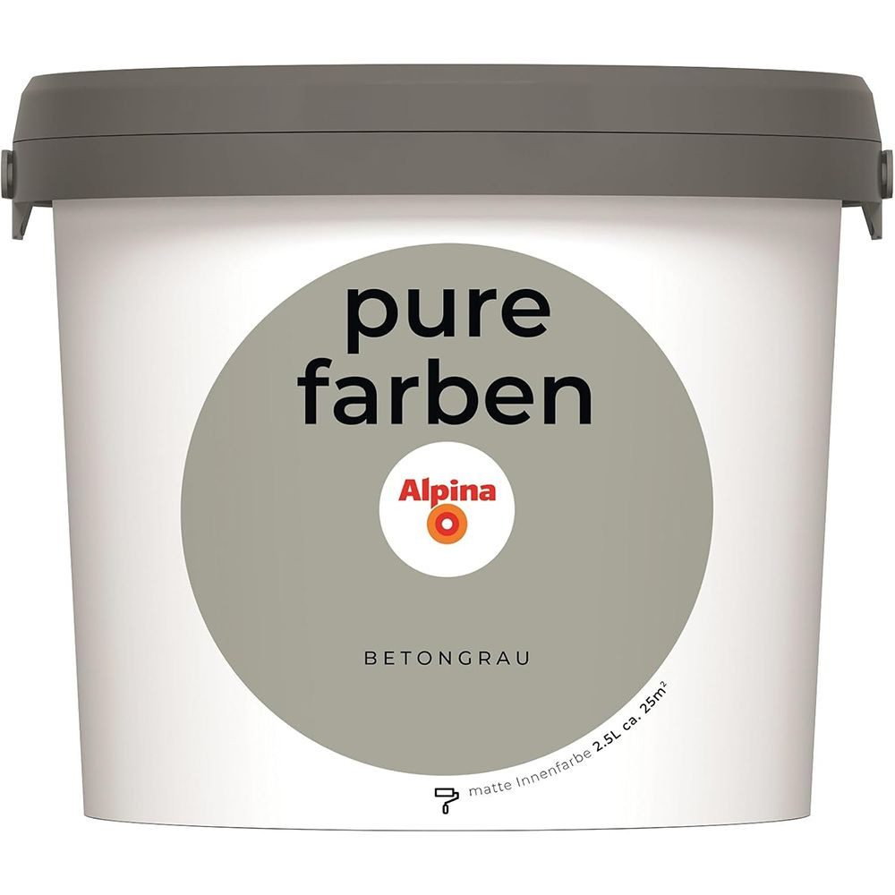 Alpina Wandfarbe Alpina pure farben 2,5 Ltr. Betongrau Innenfarbe matt