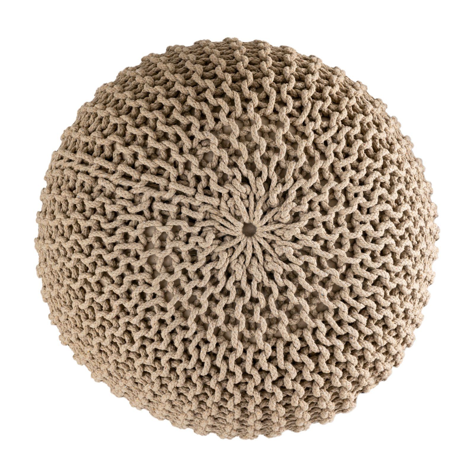 Casamia Pouf Strickhocker Pouf Ø 30 Sitzpouf H cm Bodenkissen cm Strick beige 45