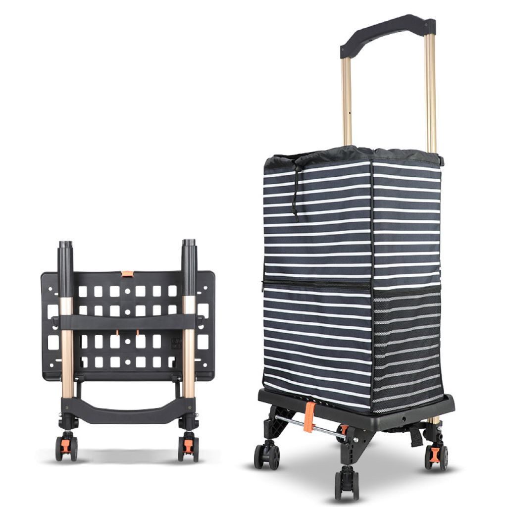 P & K Sackkarre 2in1 Einkaufstrolley & Sackkarre – faltbar, 360° Rollen, Alu-Gestell
