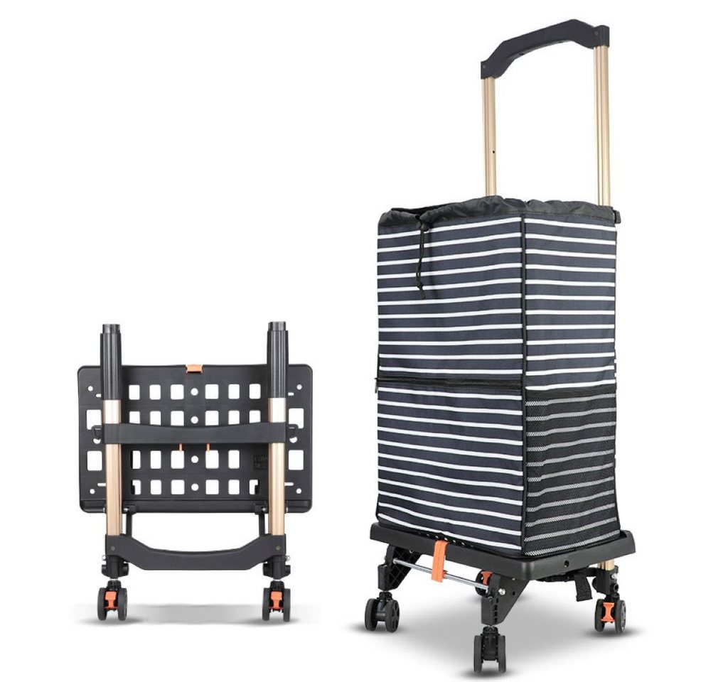 P & K Sackkarre 2in1 Einkaufstrolley & Sackkarre – faltbar, 360° Rollen, Alu-Gestell