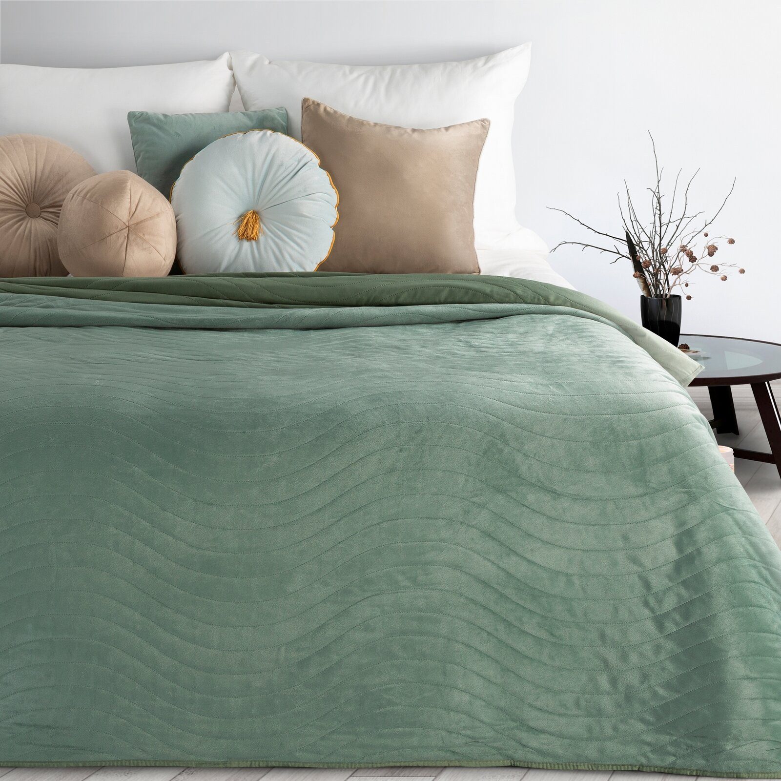 Eurofirany Tagesdecke WELLE, Bettüberwurf doppelseitig gesteppt, zweiseitig verwendbar XL XXL