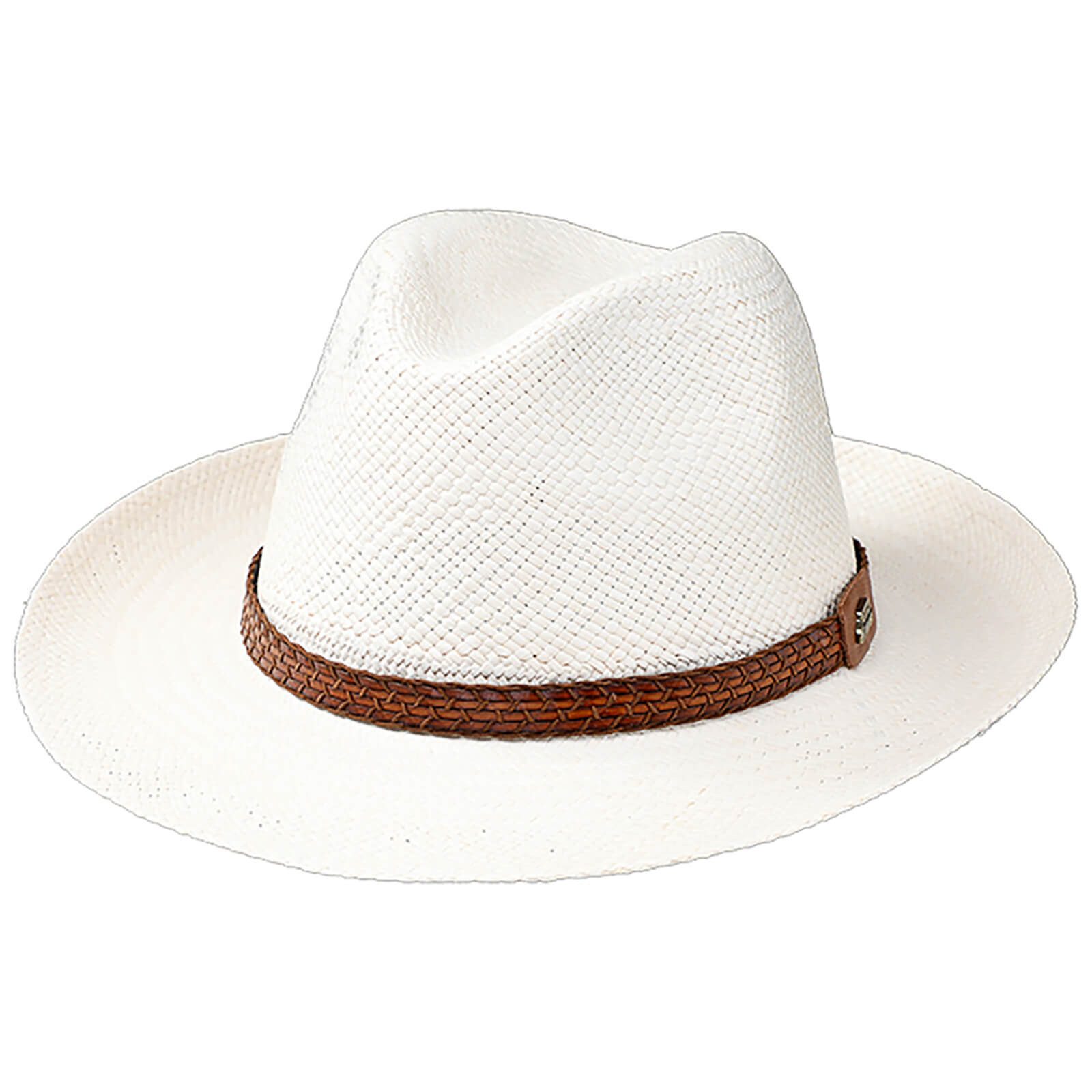 Fiebig Sonnenhut Panamahut Fedora mit Natur-Lederband Weiß