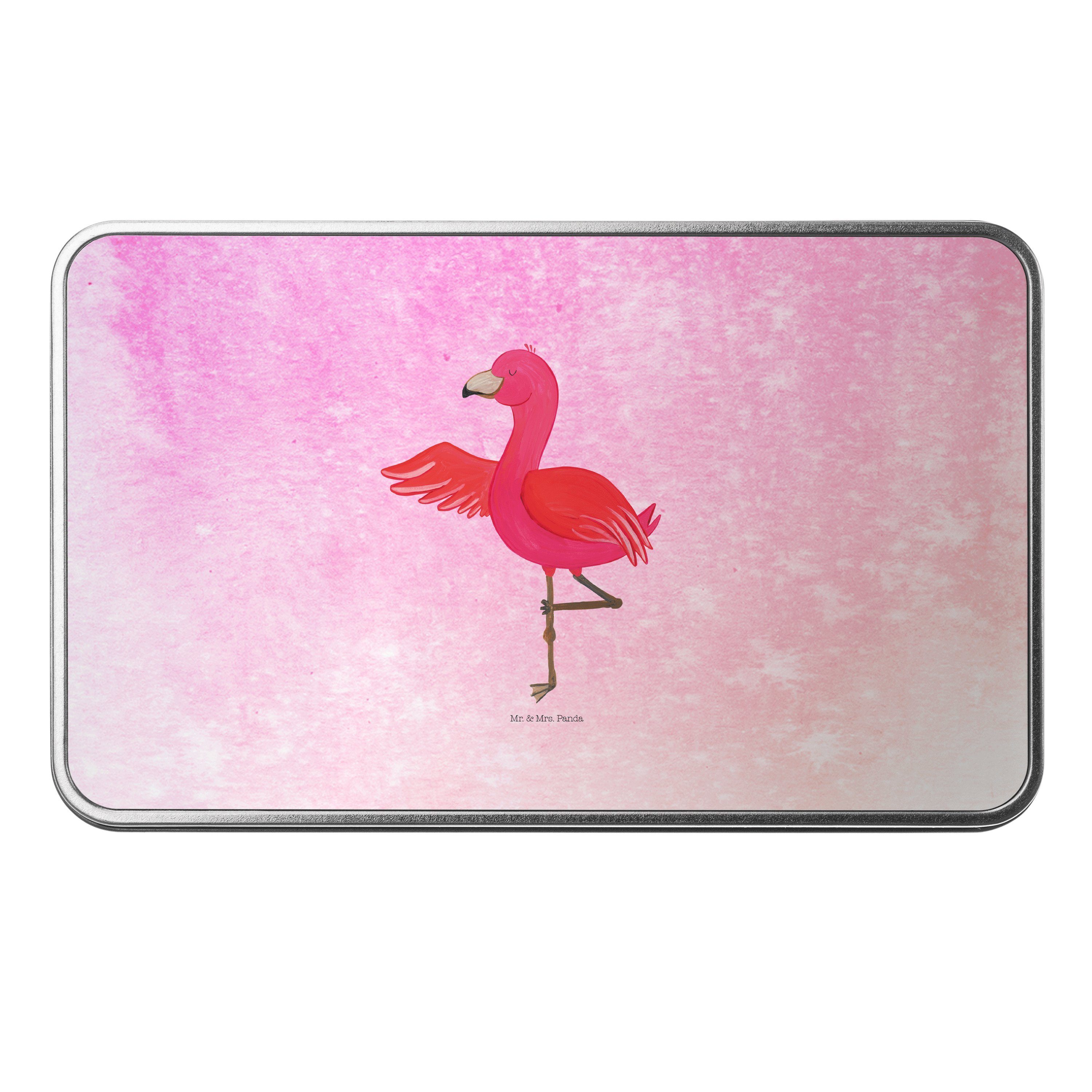 Mr. & Mrs. Panda Dose Flamingo Yoga - Aquarell Pink - Geschenk, Tiefenentspannung, Versperb (1 St)