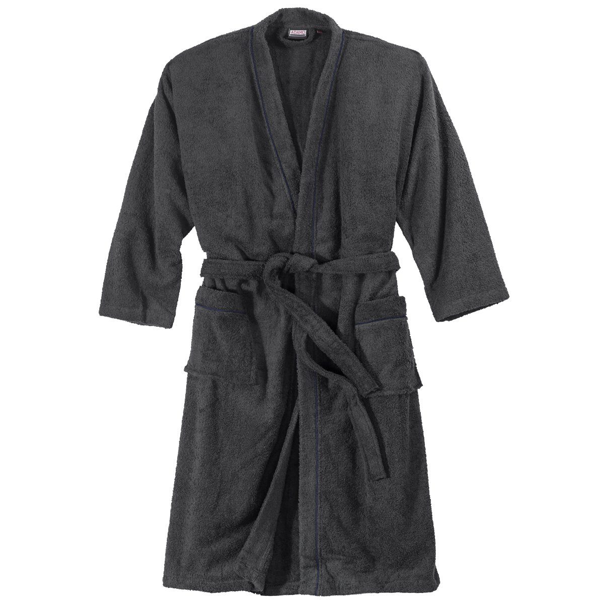 ADAMO Herrenbademantel Adamo Bademantel Übergröße anthrazit, Baumwolle