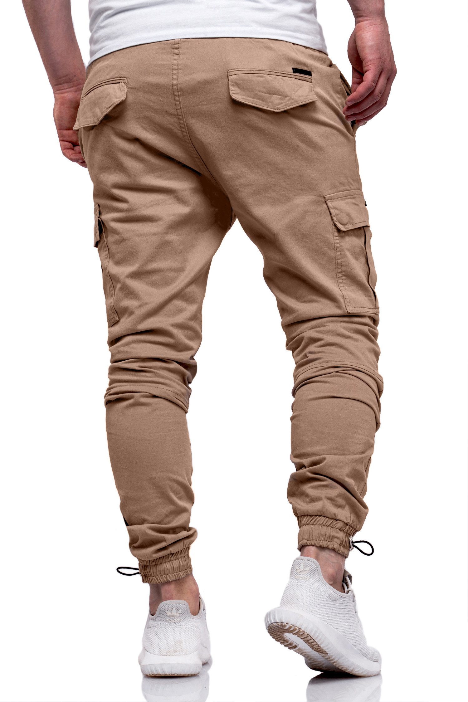 DAILY COTTON Cargohose mit elastischem Bund Slim-Fit Herren Jogger-Hose Jeans mit Gummibund & Cargo-Taschen Pants
